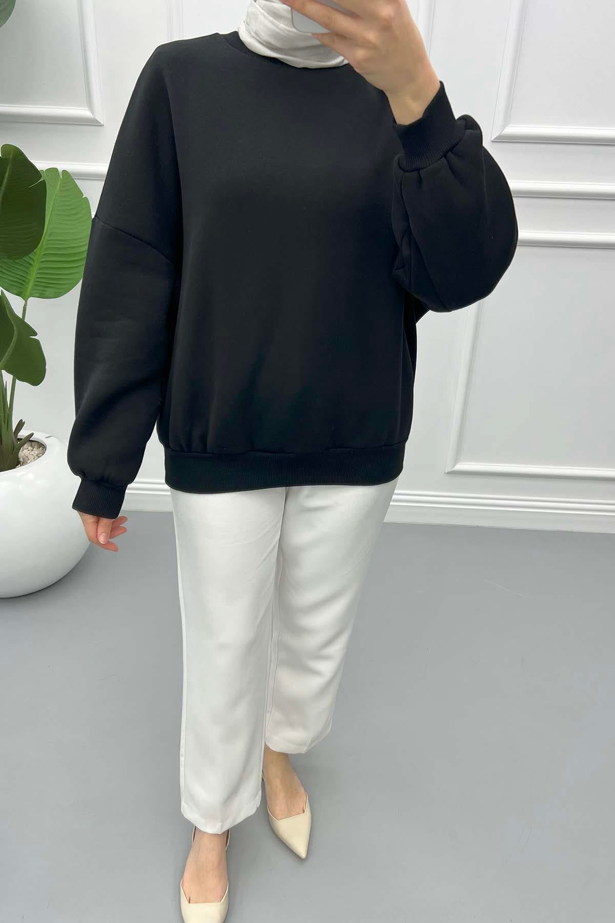 Şardonlu Sweatshirt Siyah