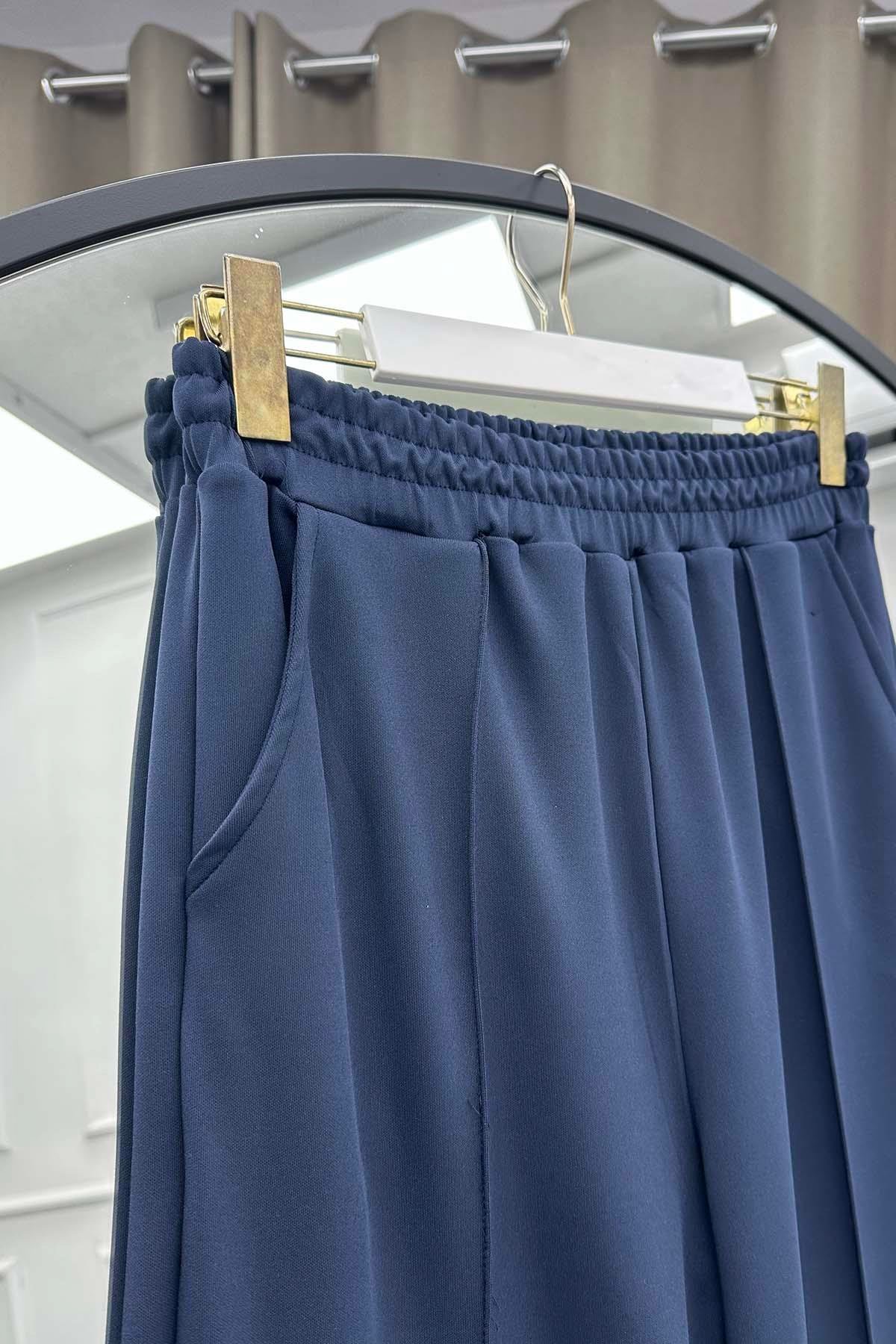 Scuba Çımalı Beli Lastikli Pantolon Lacivert