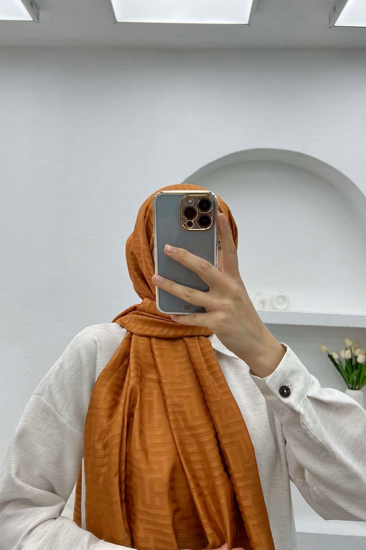 Şerit Desenli Şal Taba
