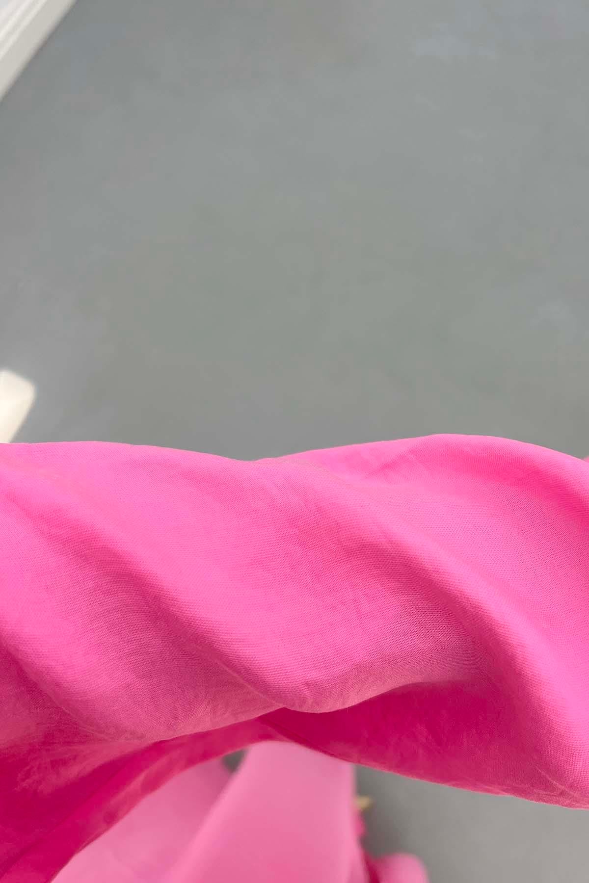 Seyyar Kemerli Gömlek Elbise Pembe