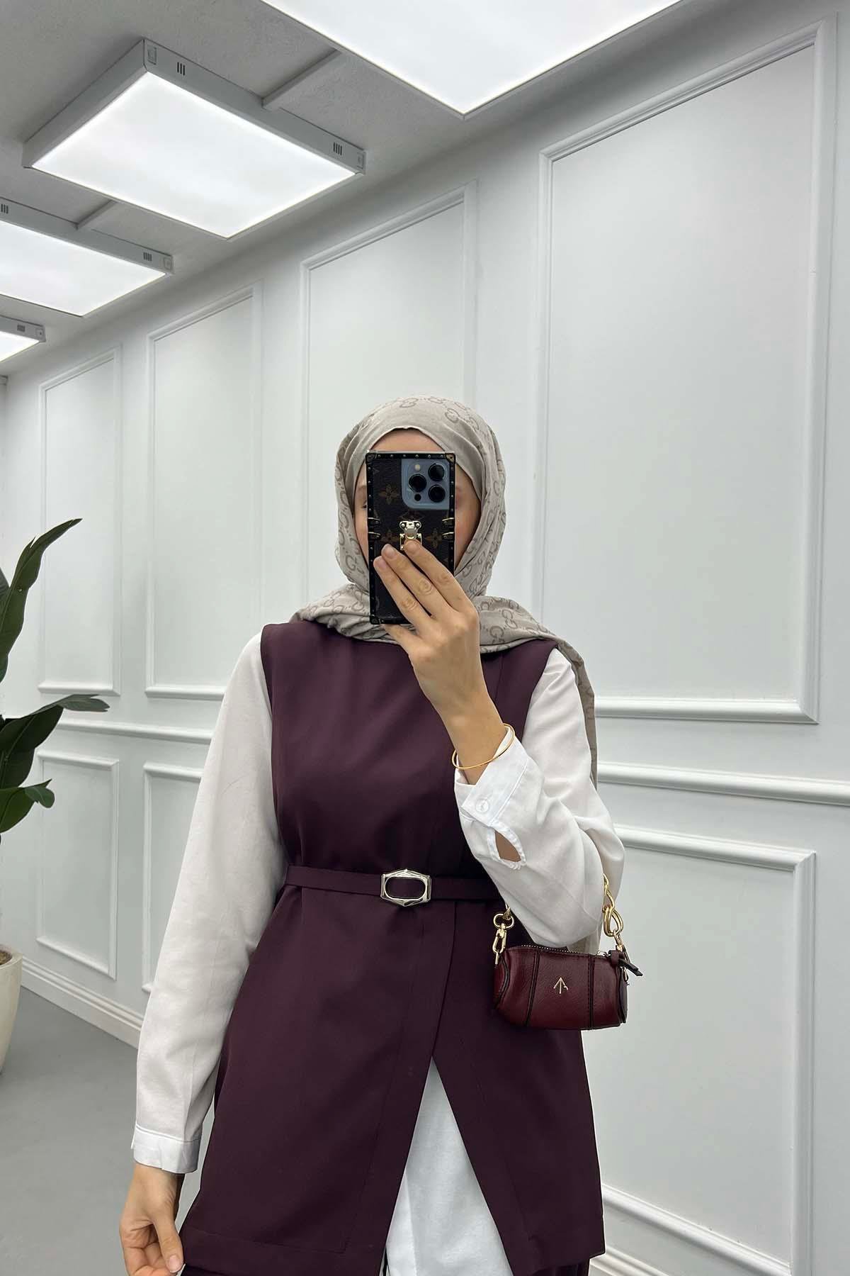 Seyyar Kemerli Yelek Takım Bordo