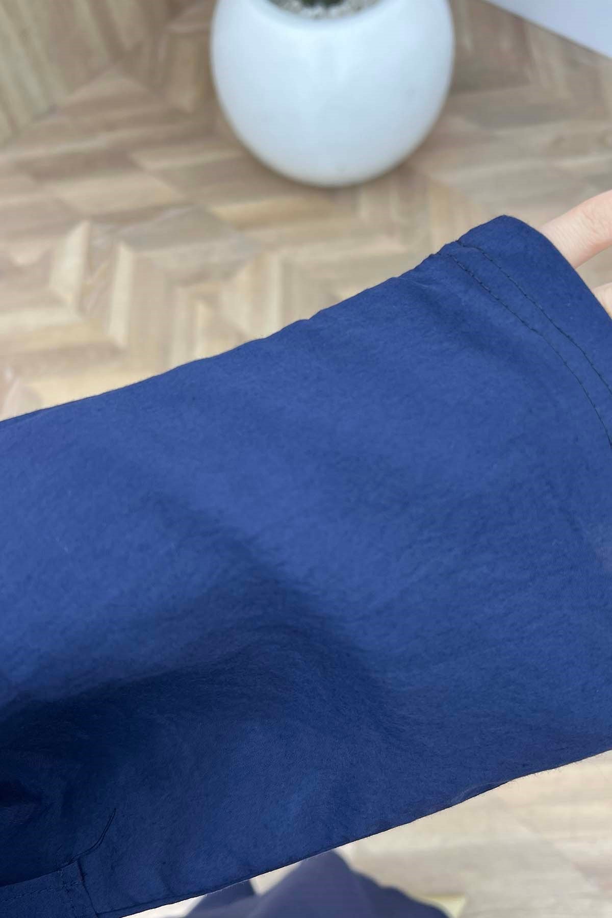 Seyyar Pelerinli Aura Yırtmaçlı Modal Takım Lacivert