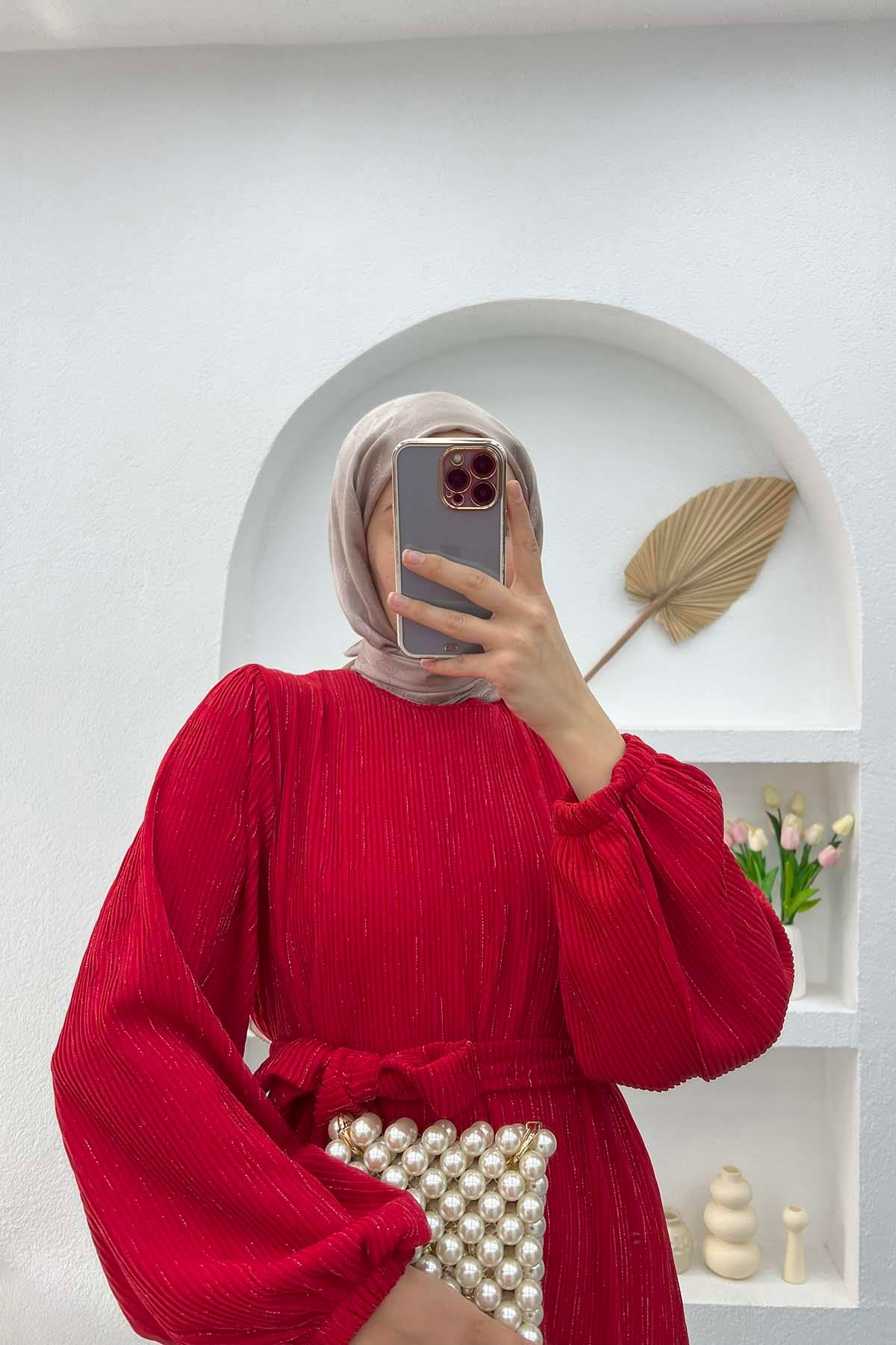 Simli Elbise Kırmızı