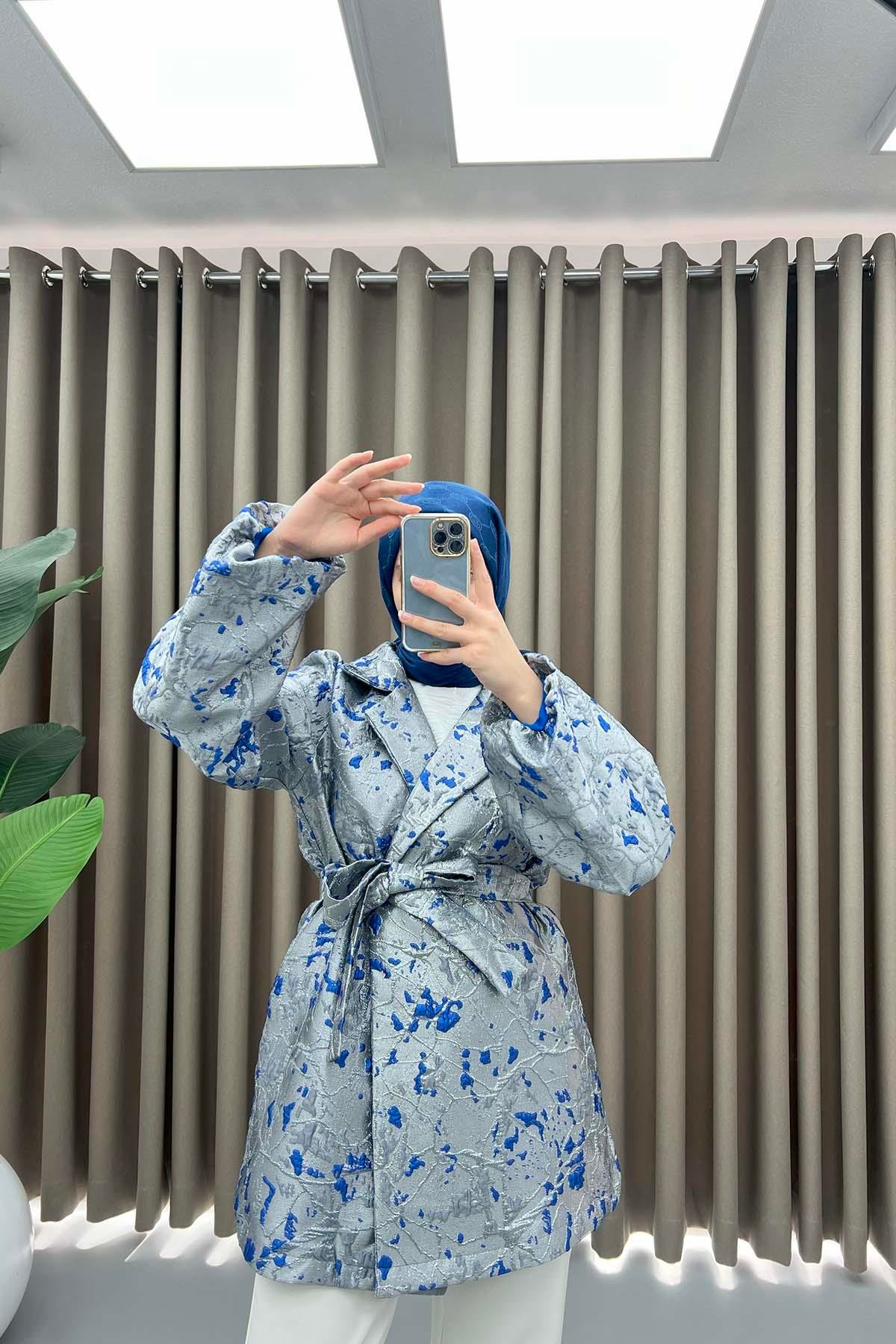 Simli Kimono Gümüş