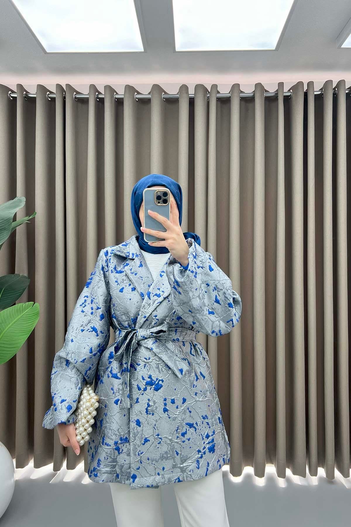 Simli Kimono Gümüş
