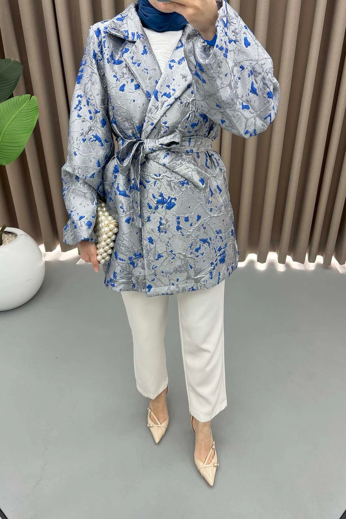 Simli Kimono Gümüş