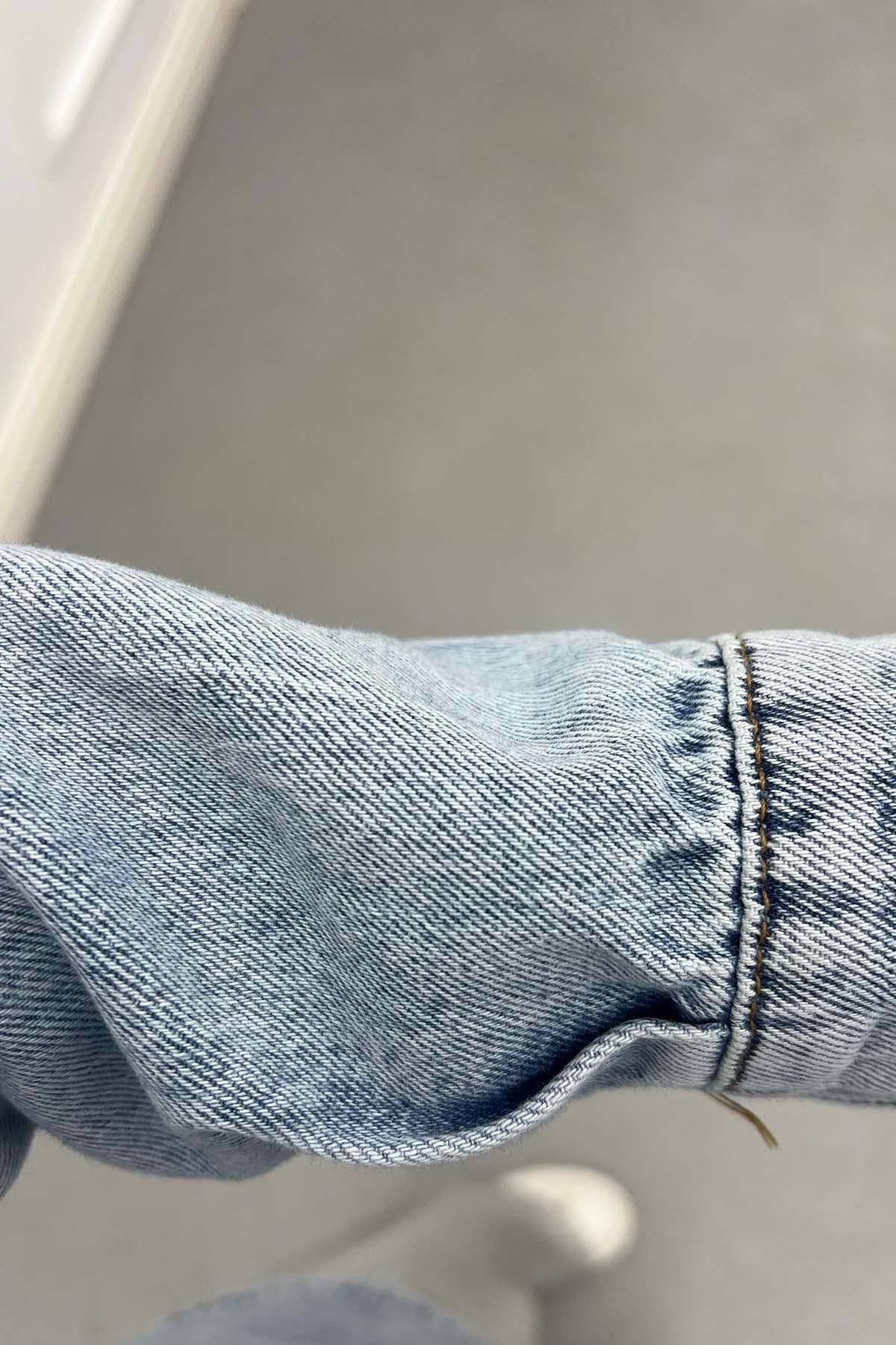 Starlight Taşlı Denim Ceket Mavi