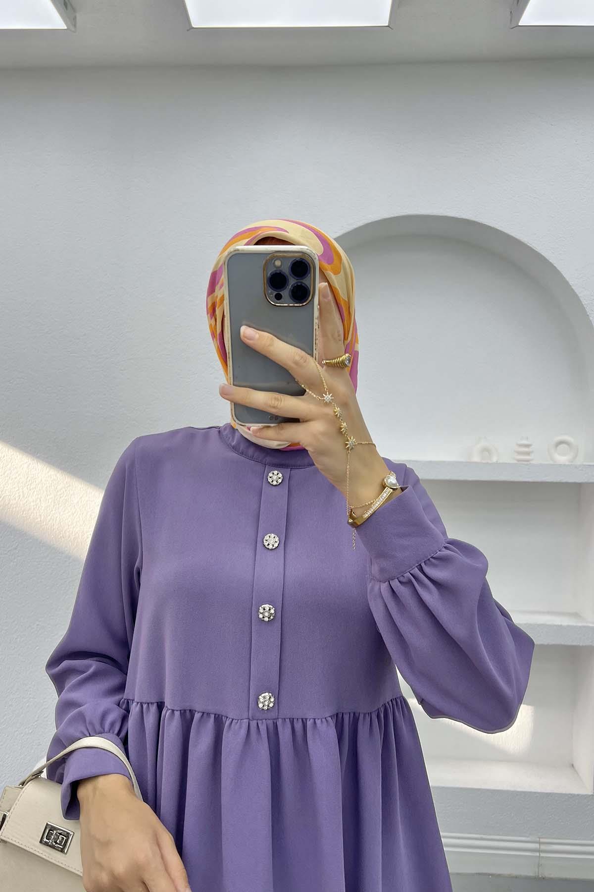 Süs Patlı Bluz Lila