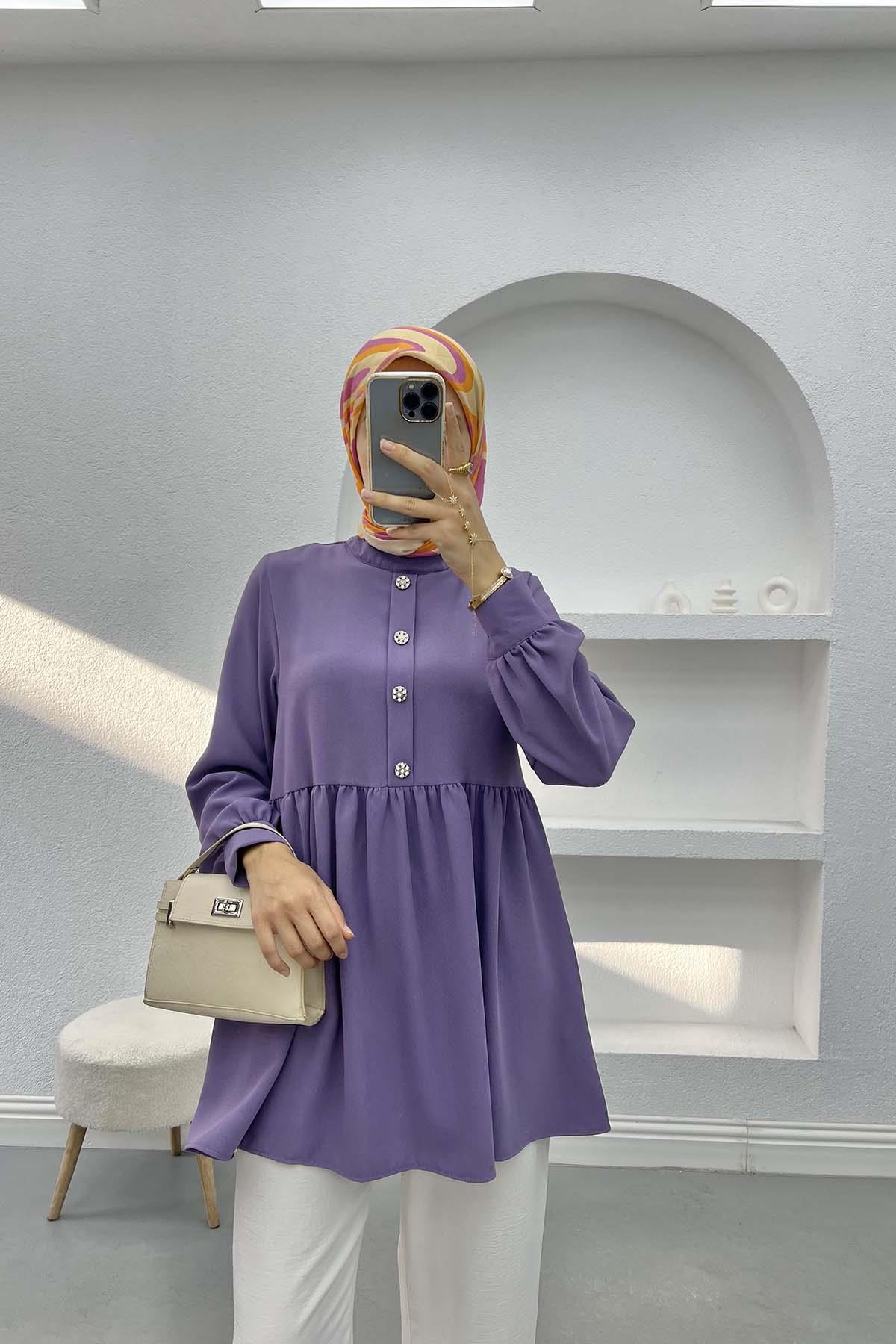 Süs Patlı Bluz Lila