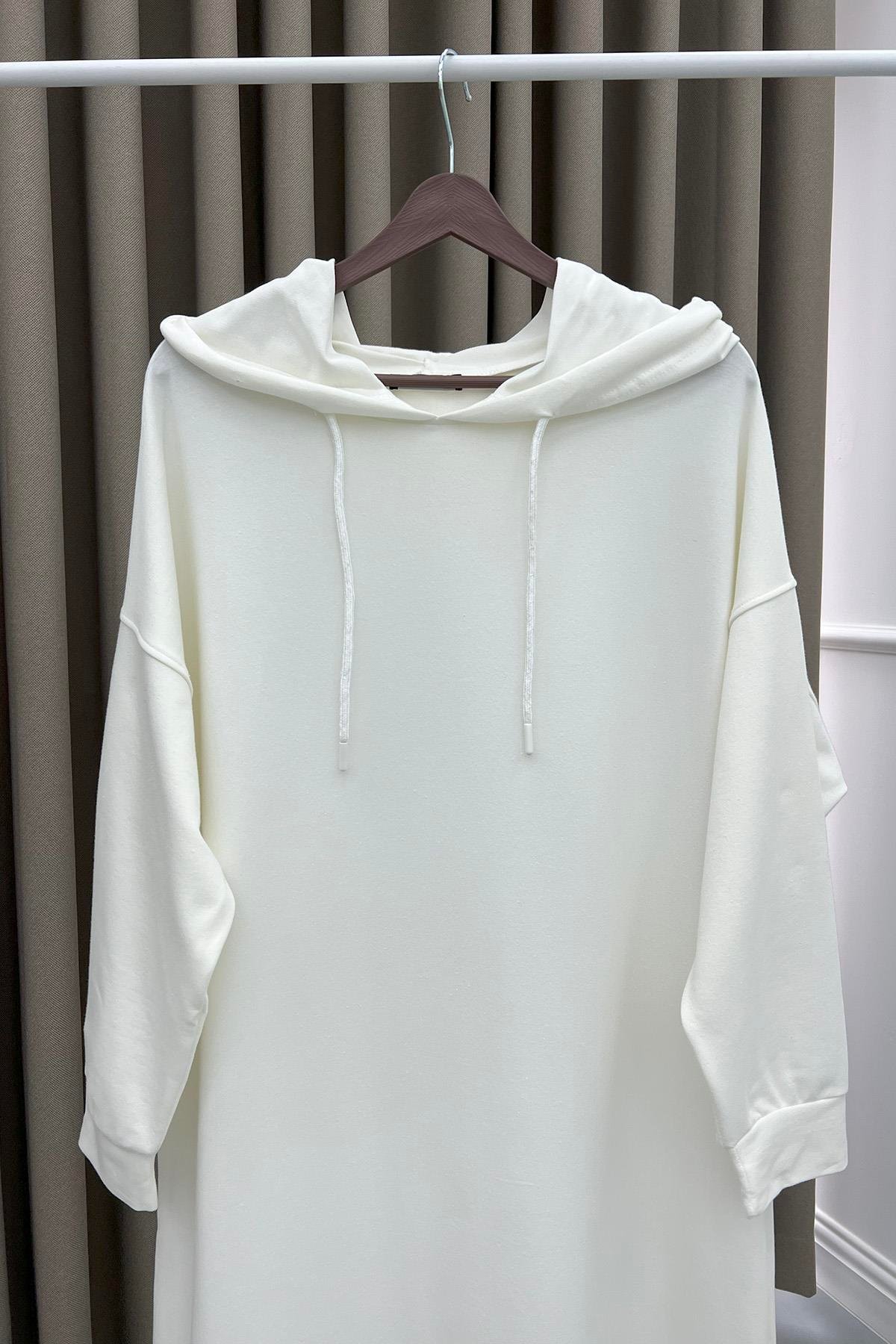 Sweat Elbise Beyaz