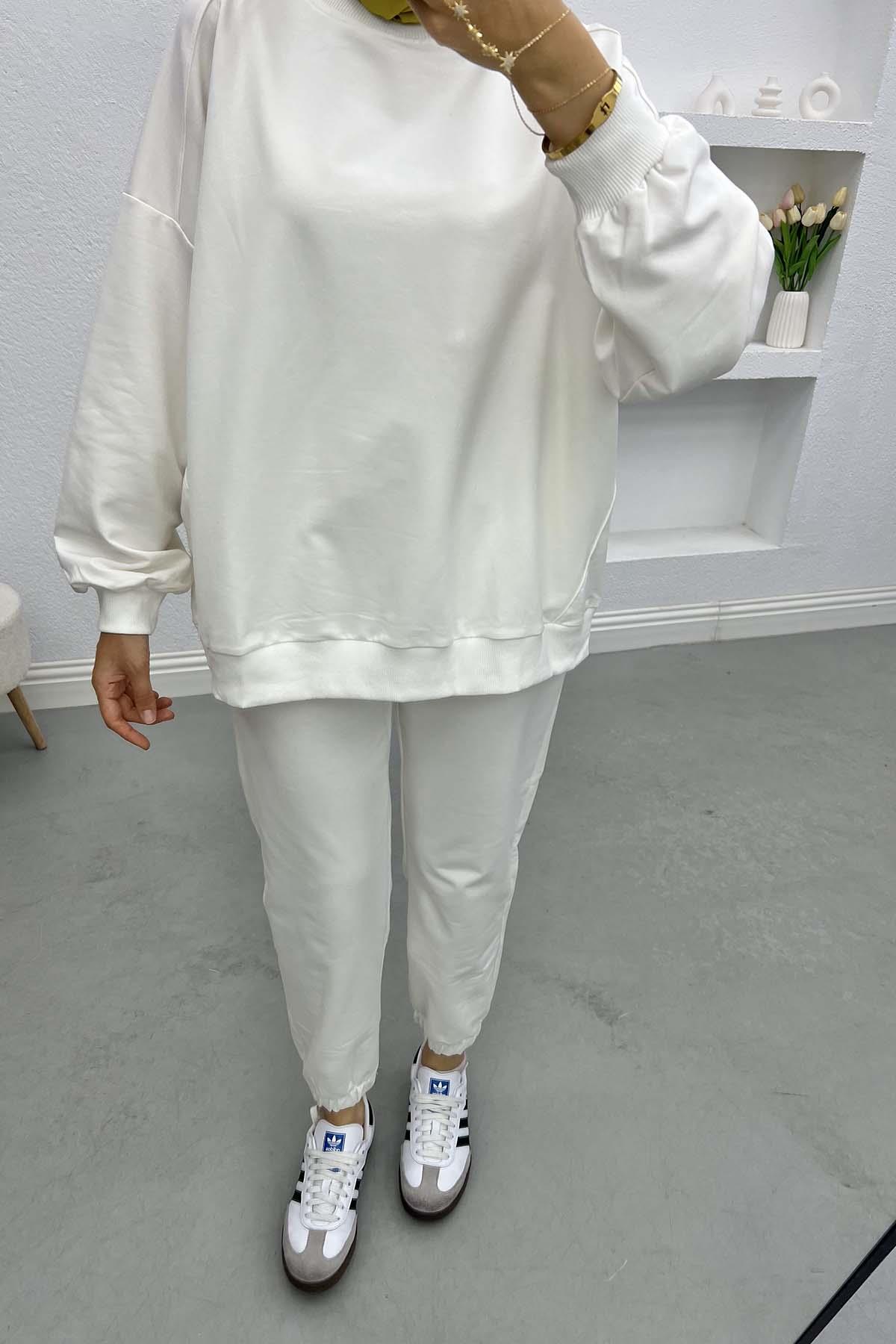 Sweatshirt Takım Beyaz