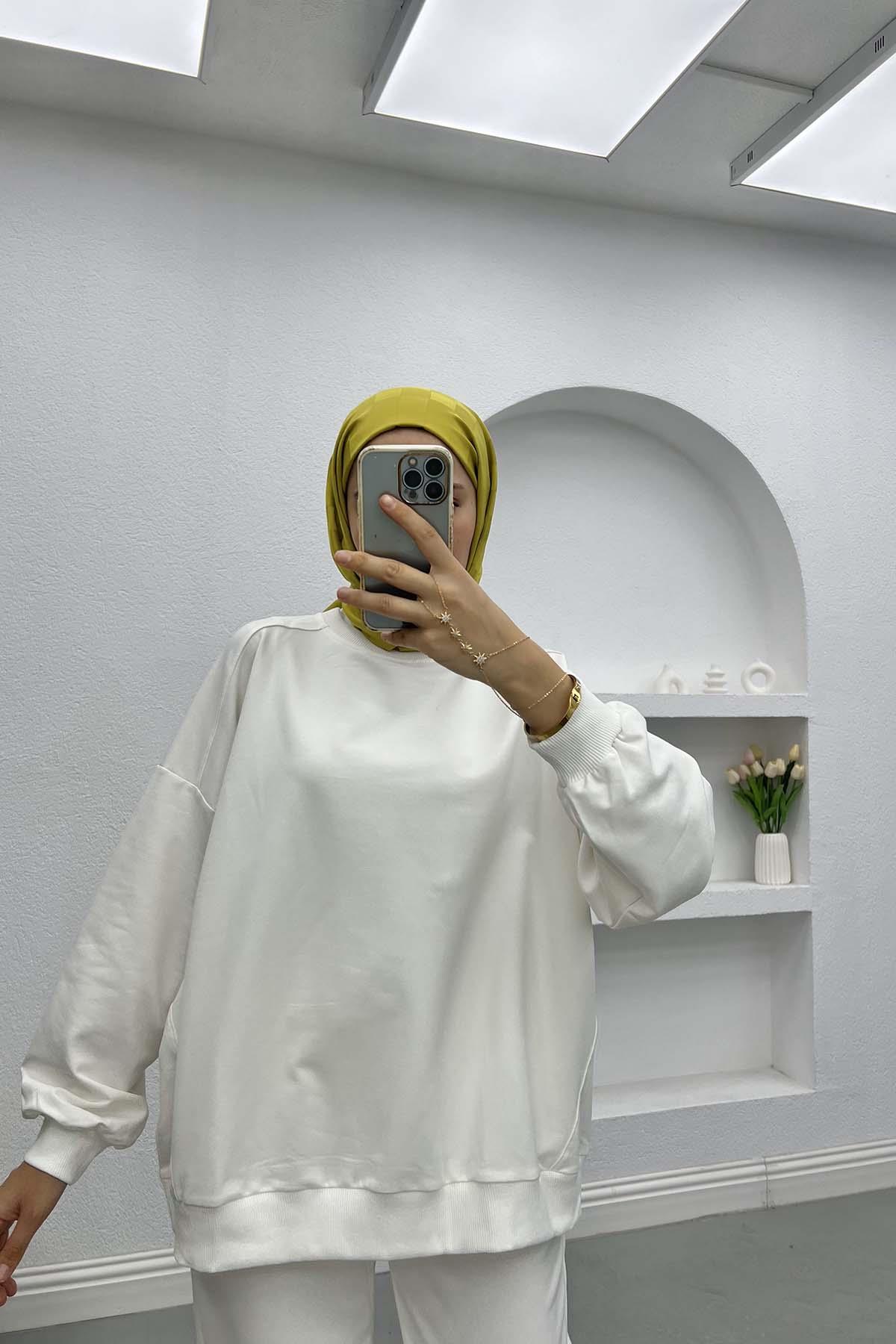 Sweatshirt Takım Beyaz