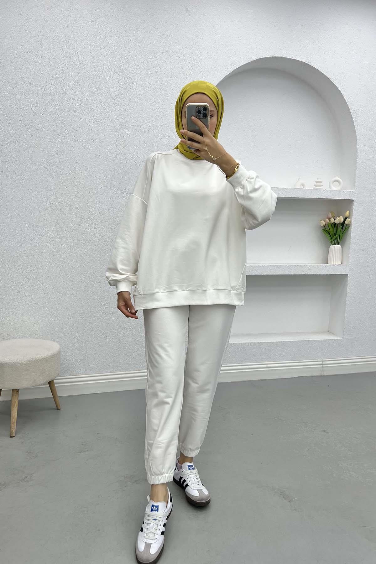 Sweatshirt Takım Beyaz