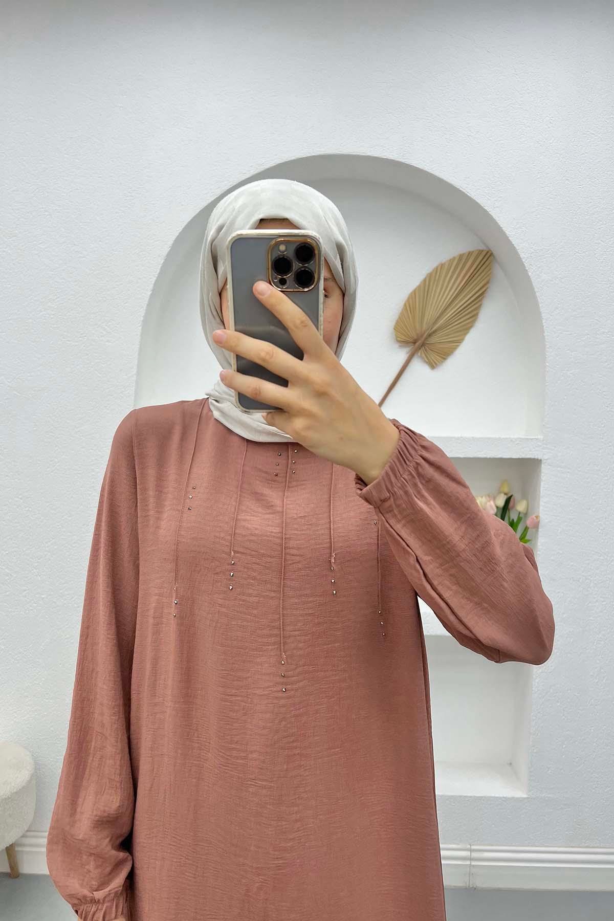 Taş Detaylı Tunik Gül Kurusu