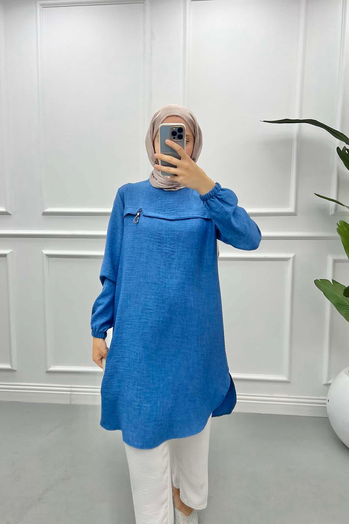 Taş Detaylı Tunik İndigo