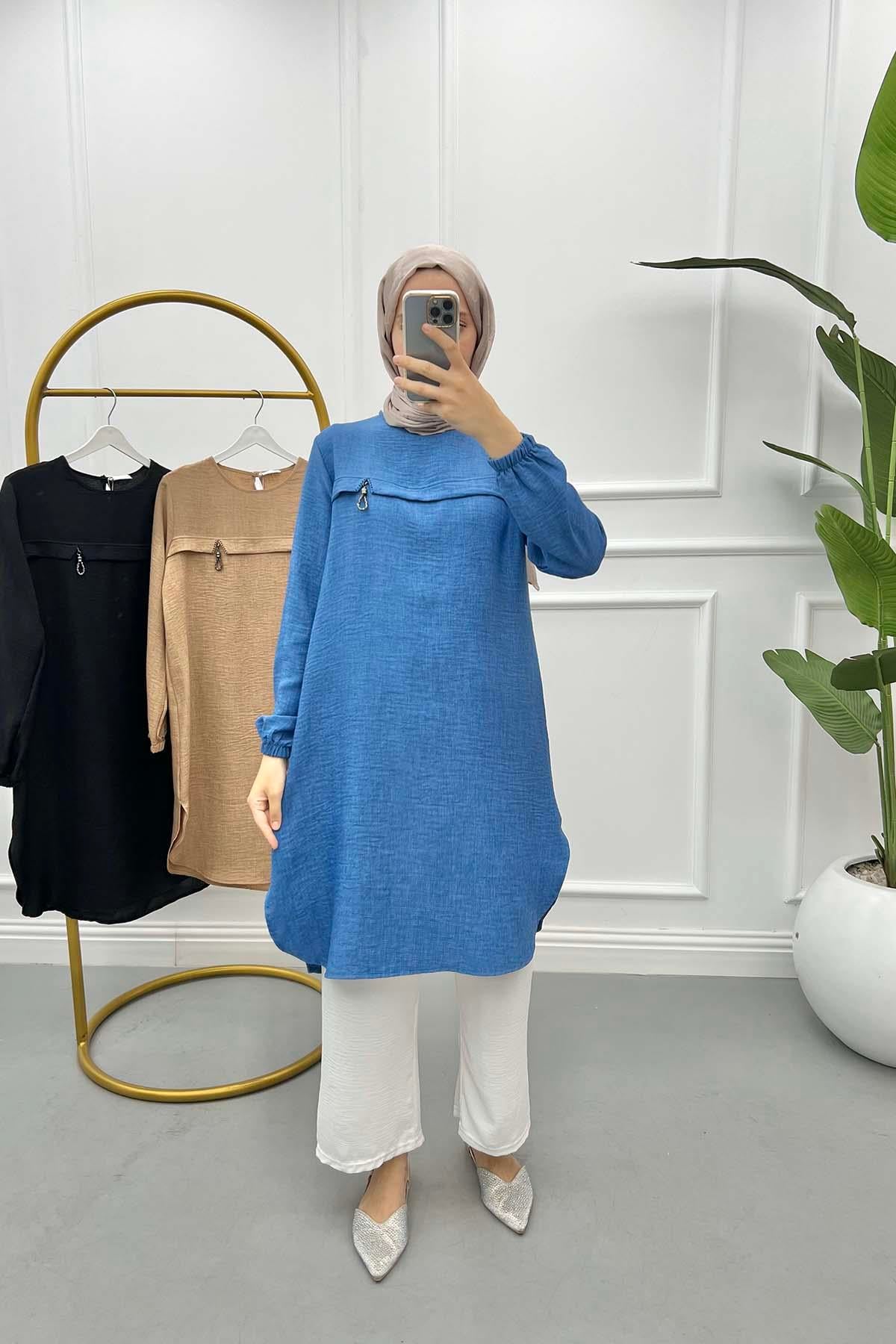 Taş Detaylı Tunik İndigo