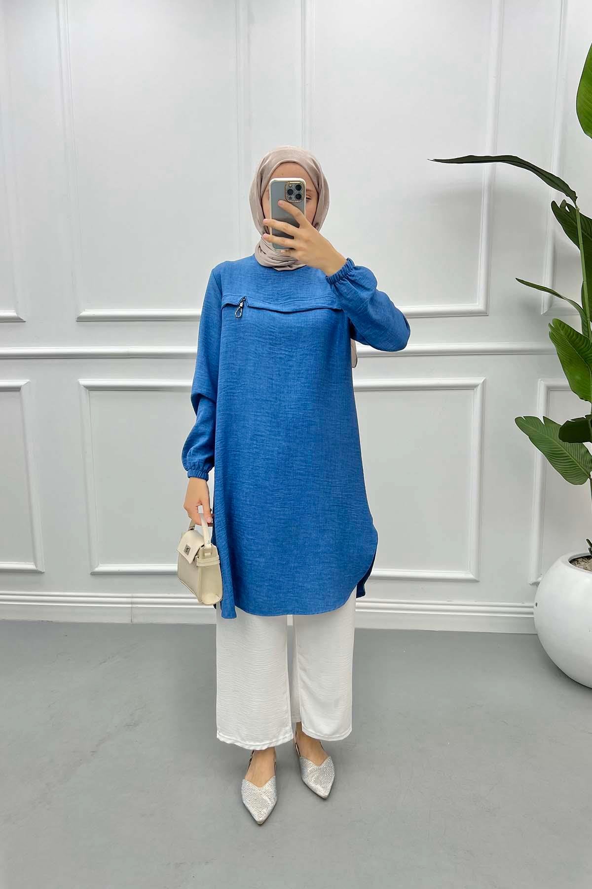 Taş Detaylı Tunik İndigo