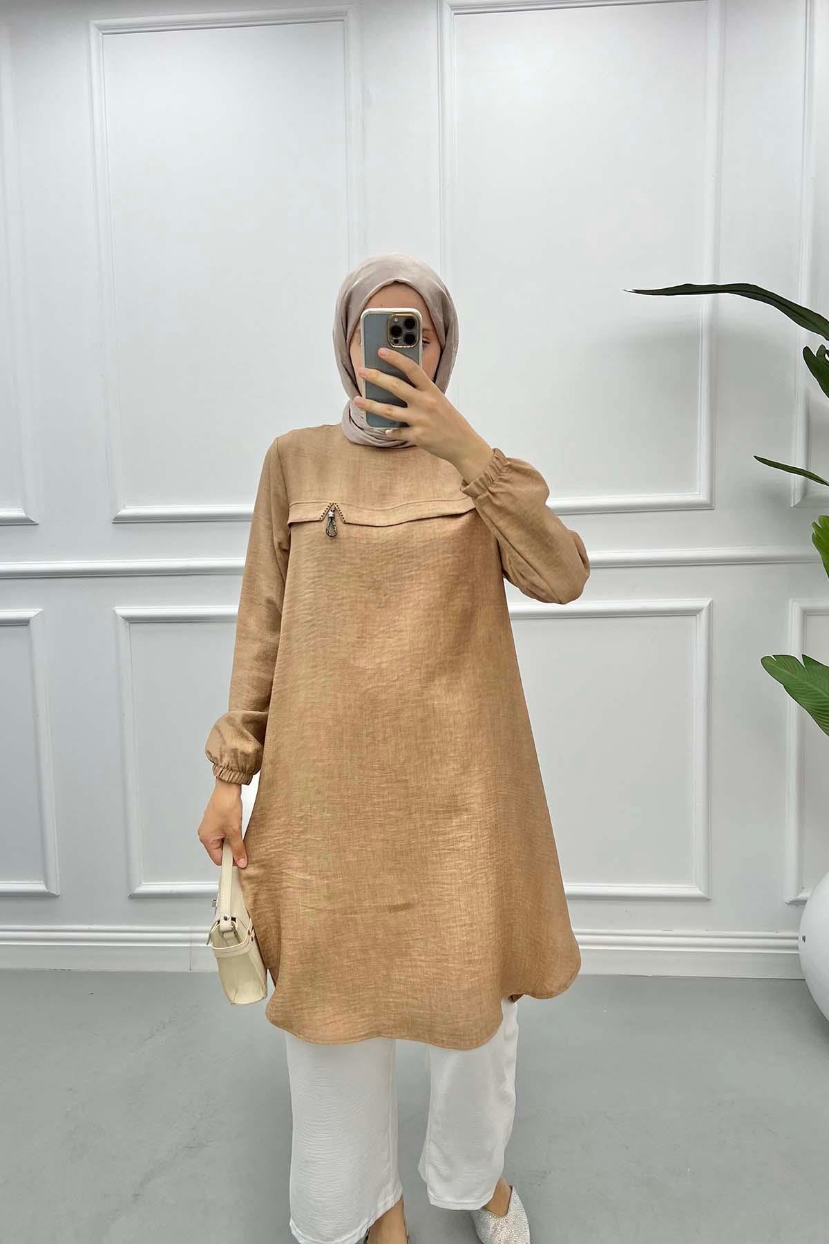 Taş Detaylı Tunik Kahve