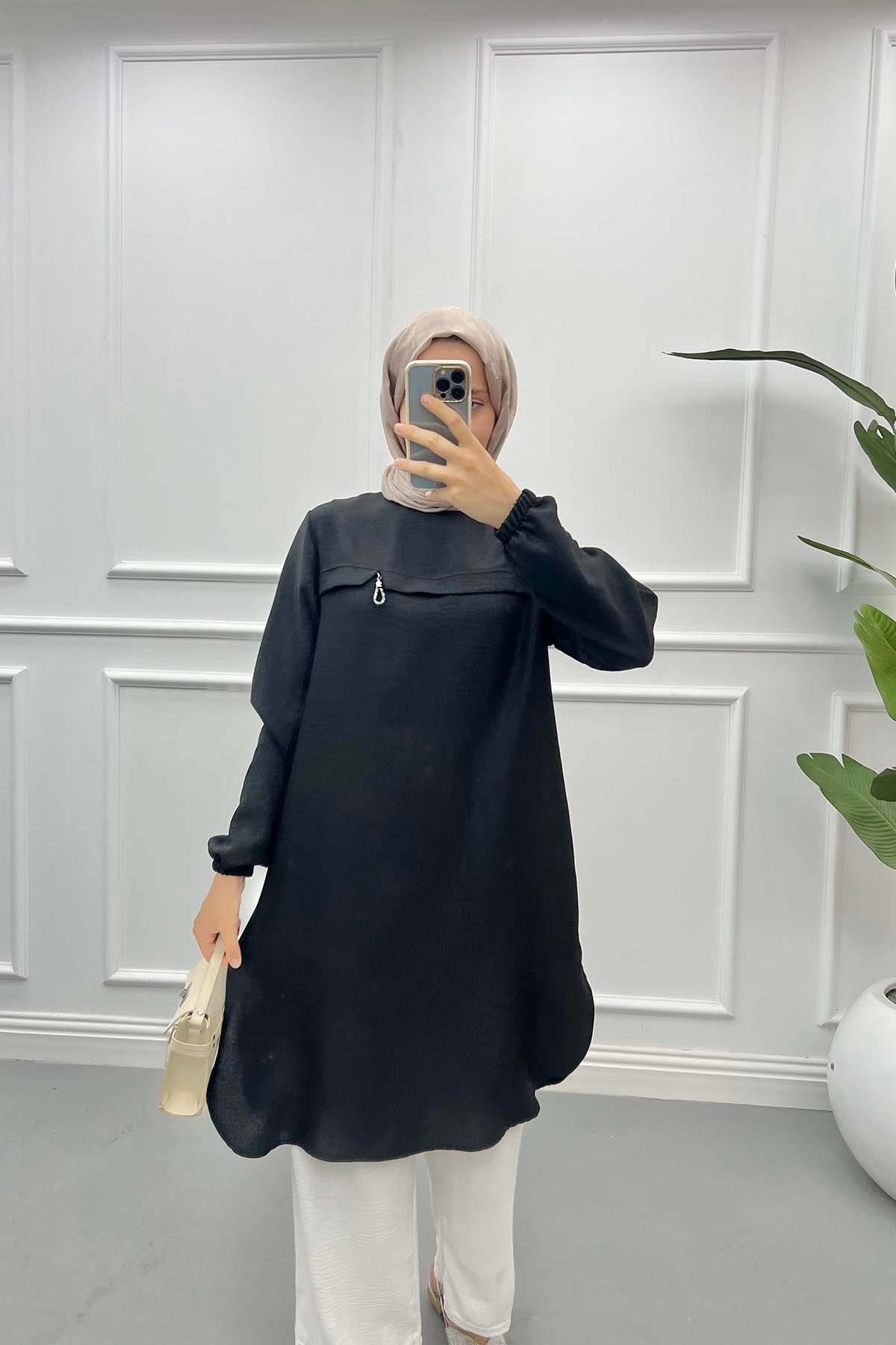 Taş Detaylı Tunik Siyah