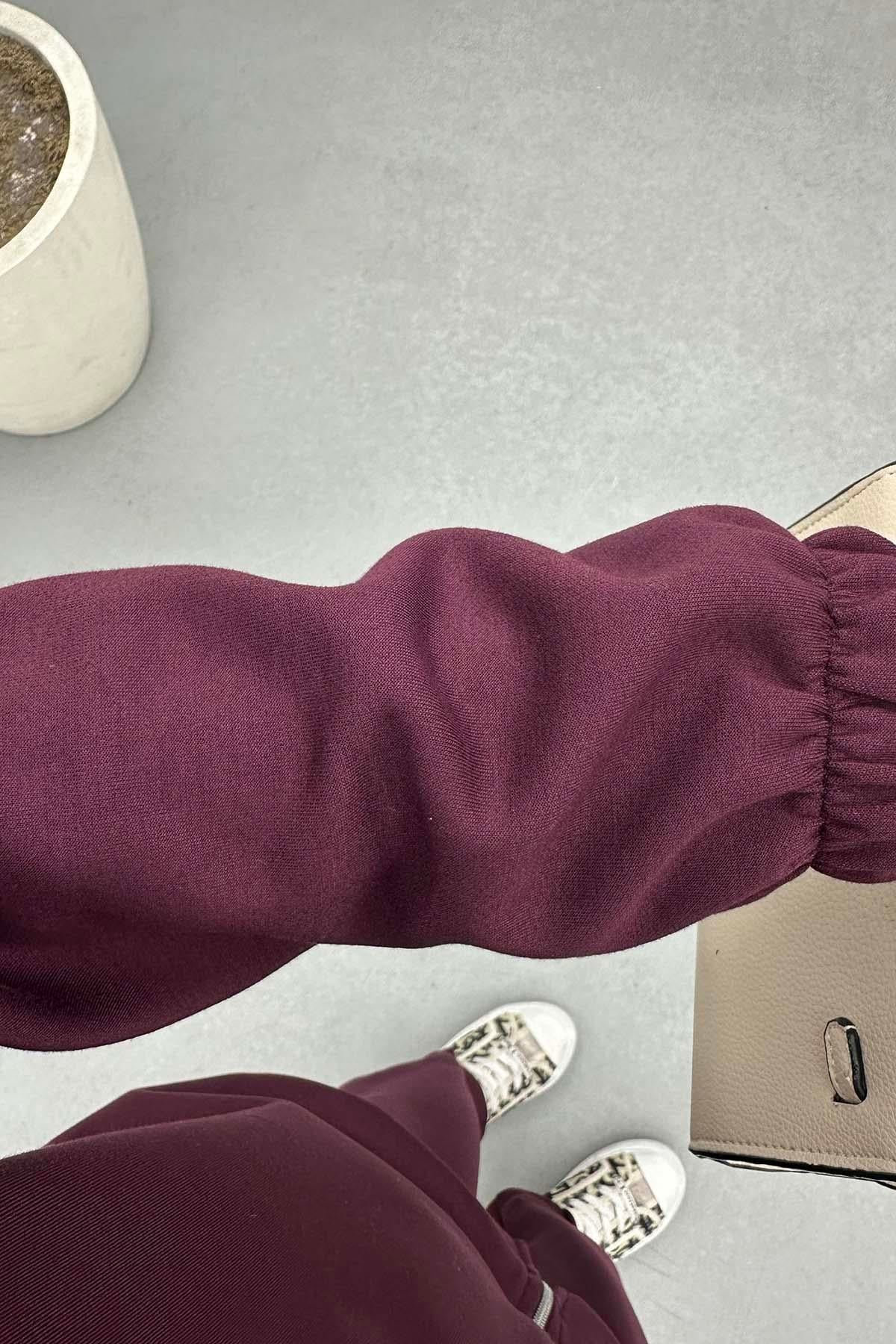 Taş İşlemeli Oysh Takım Bordo