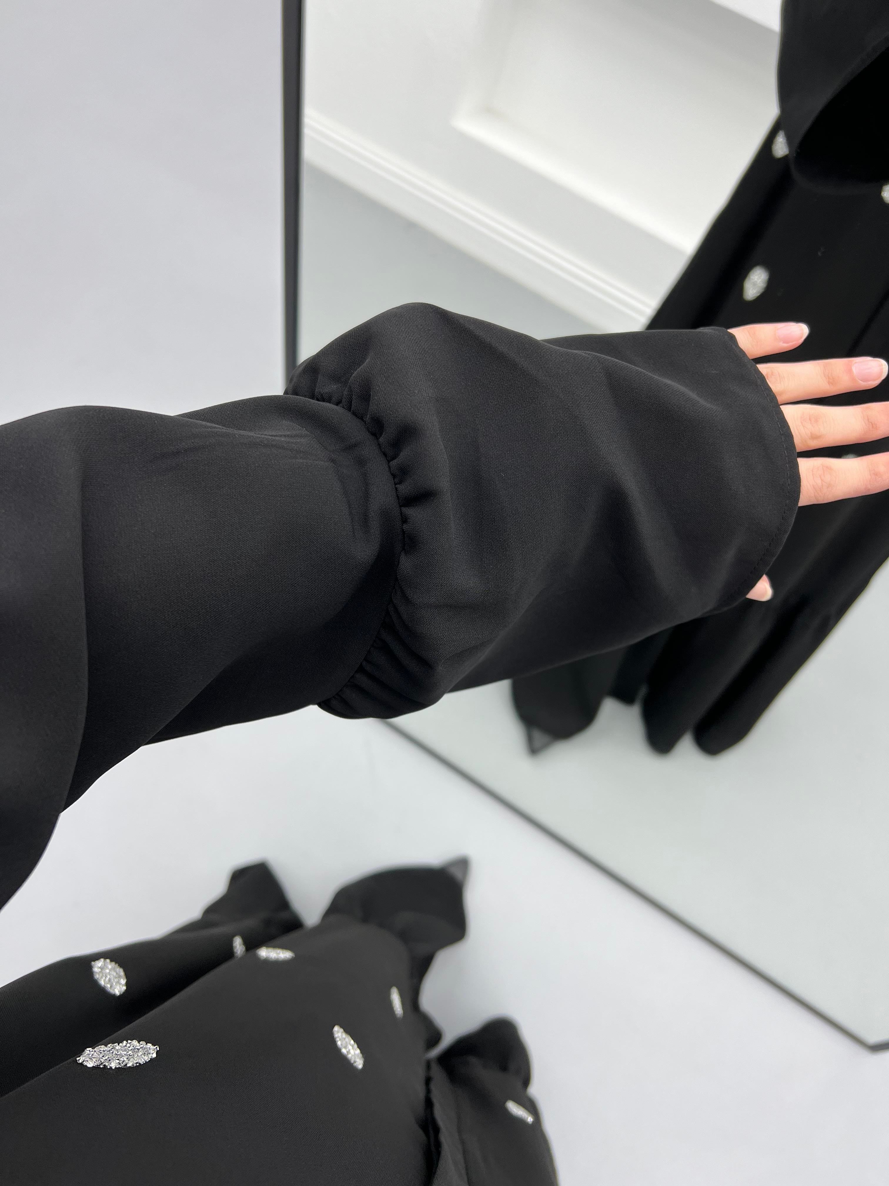 Taşlı Abaya Siyah