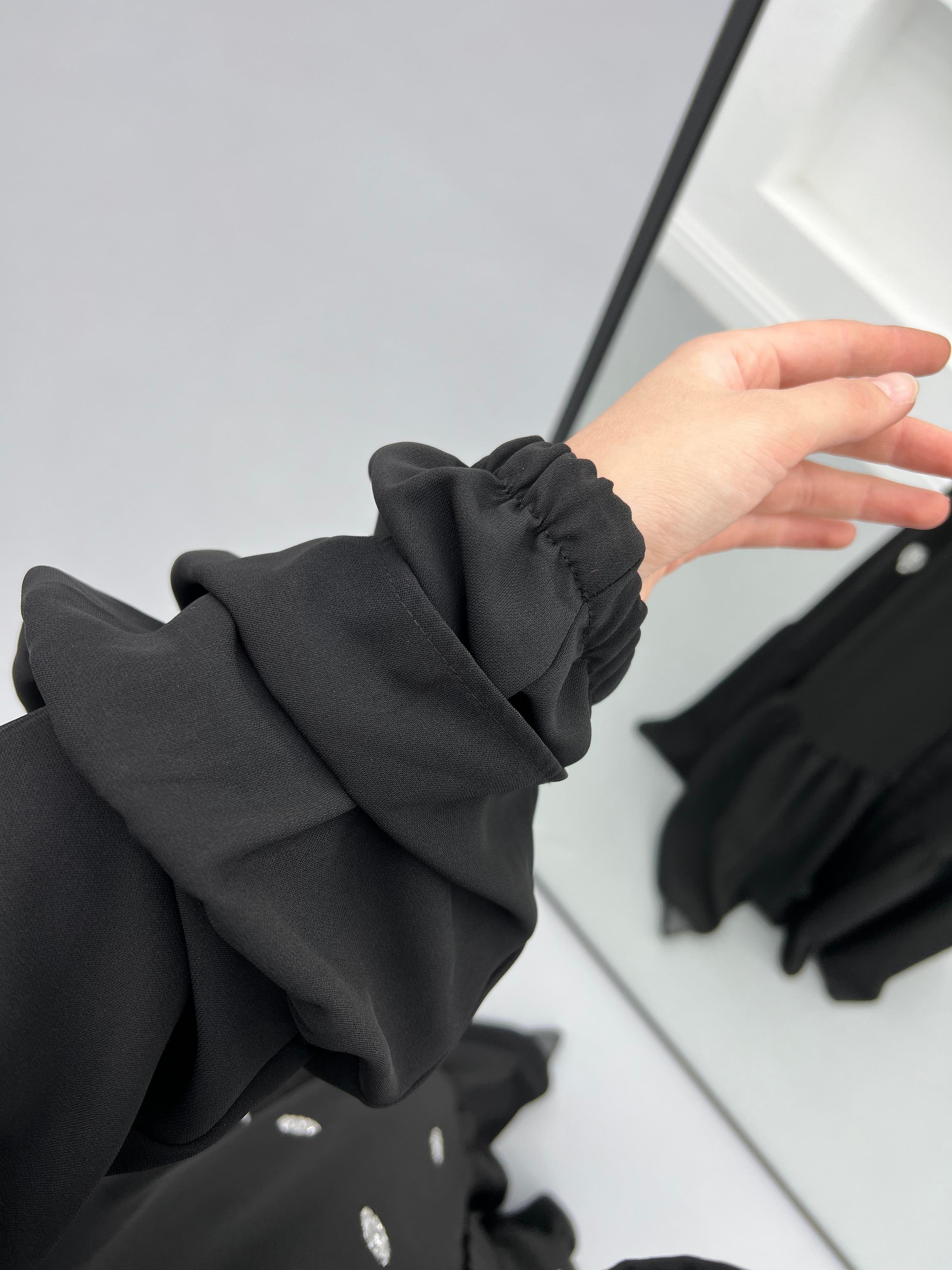 Taşlı Abaya Siyah