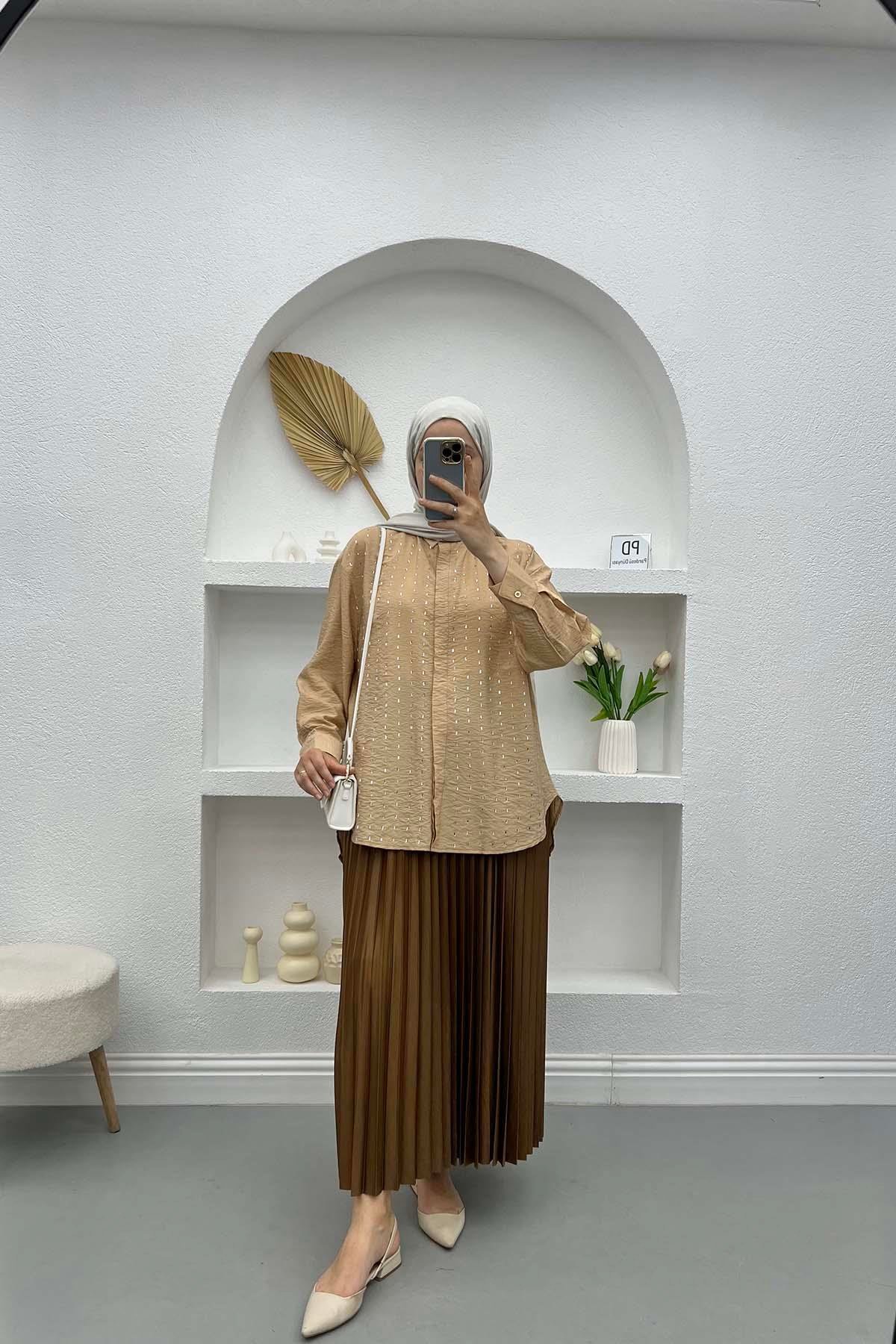 Taşlı Gömlek Camel
