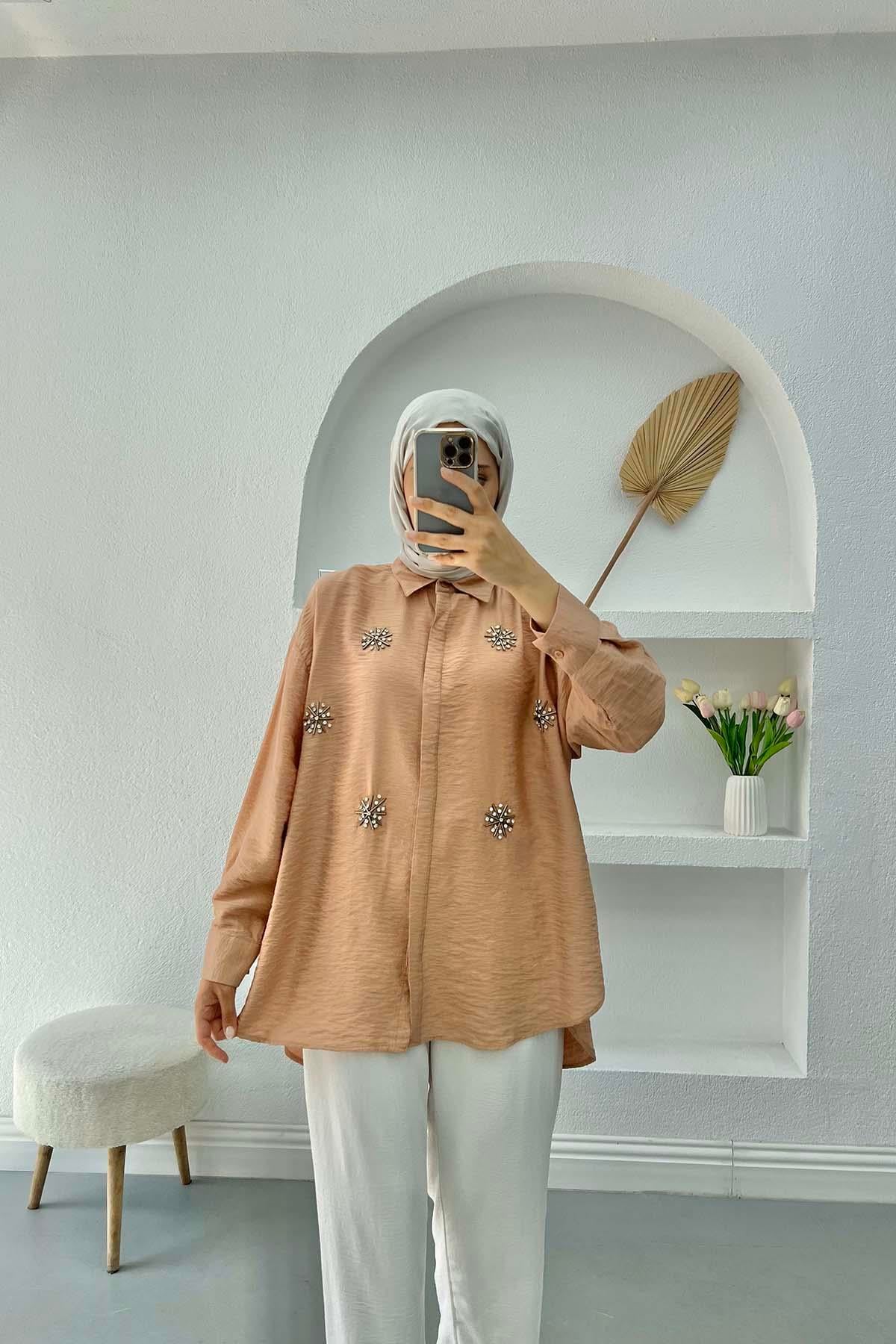 Taşlı Gömlek Camel