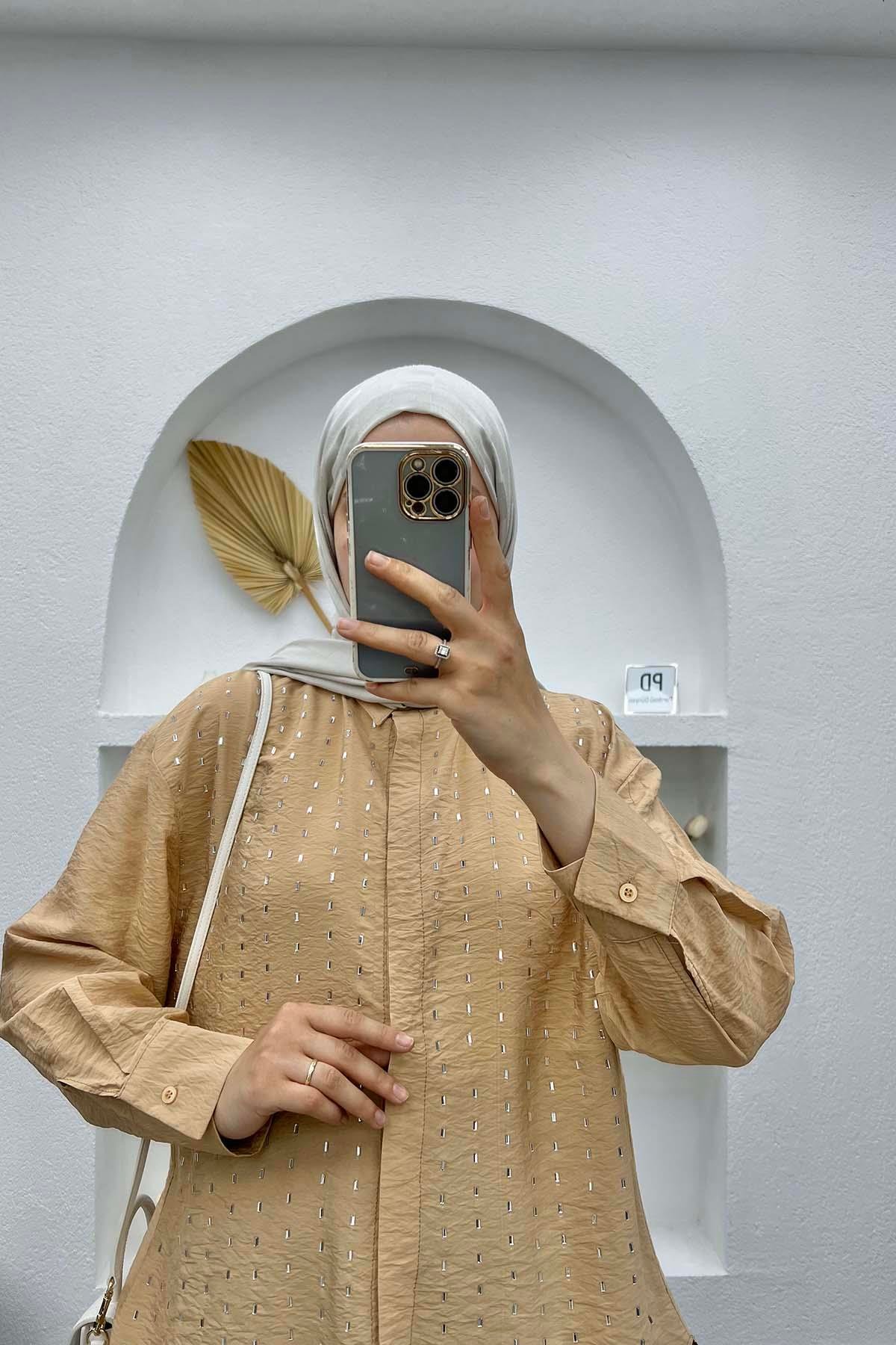 Taşlı Gömlek Camel