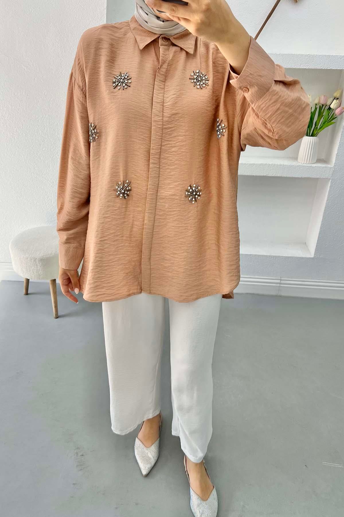 Taşlı Gömlek Camel