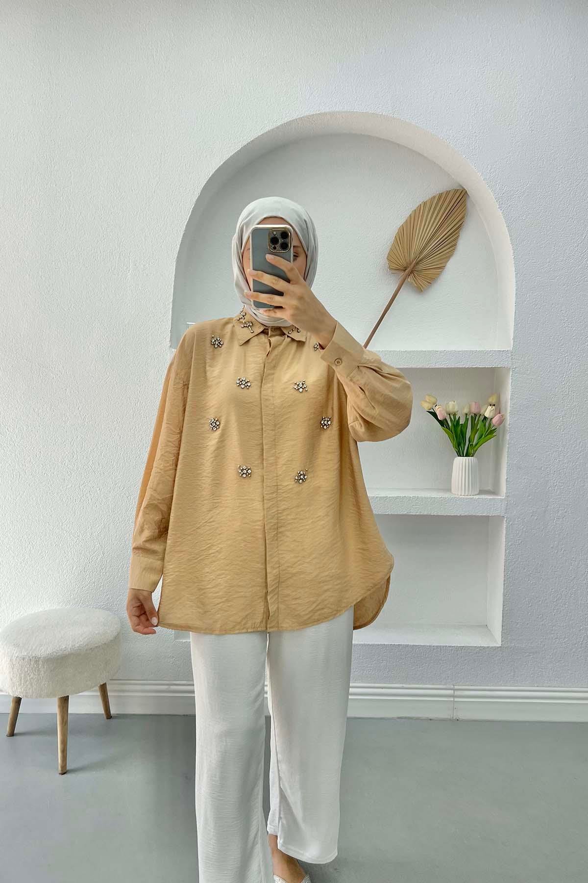 Taşlı Gömlek Camel