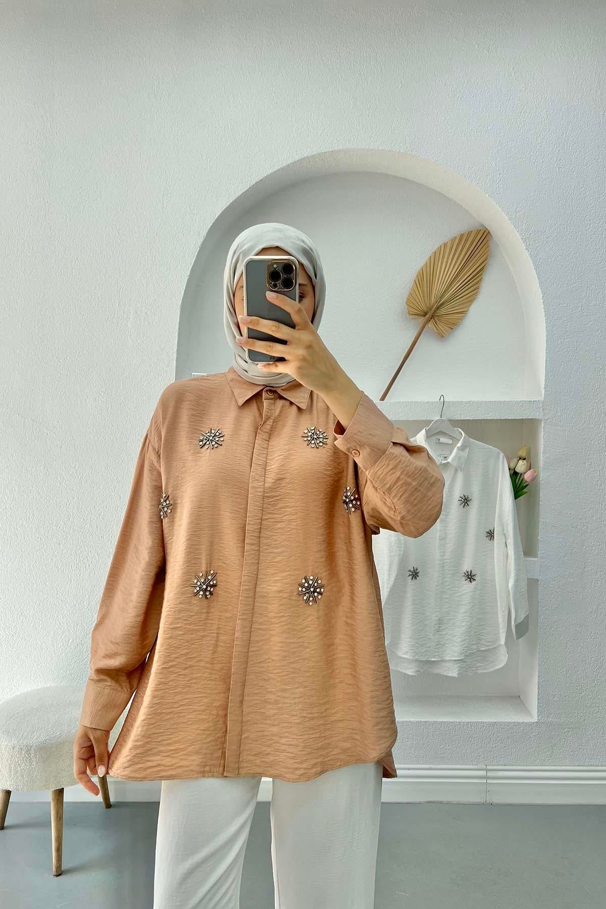 Taşlı Gömlek Camel