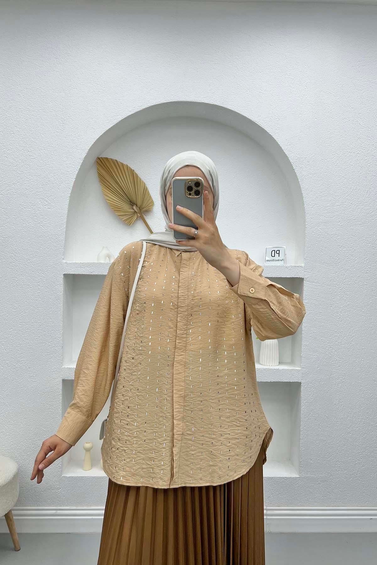 Taşlı Gömlek Camel