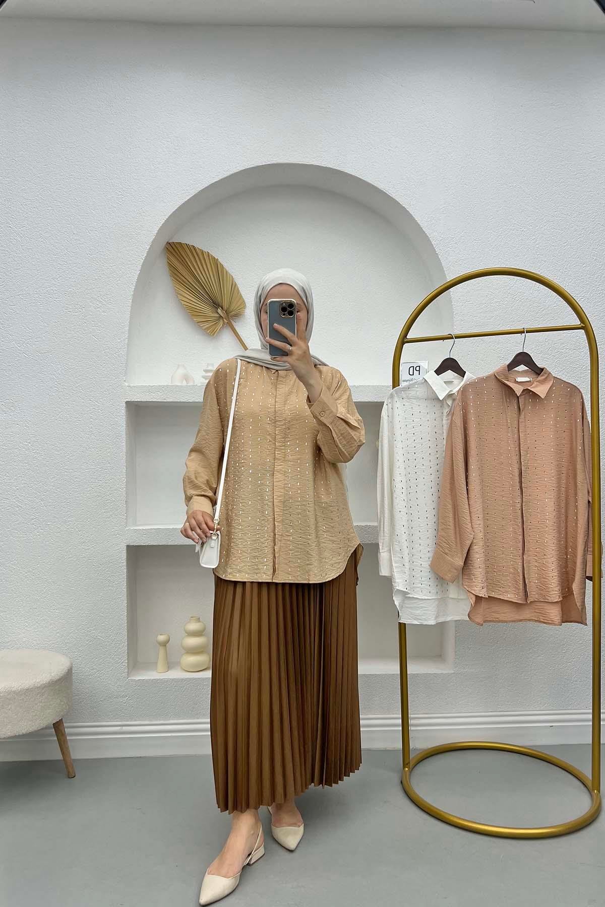 Taşlı Gömlek Camel
