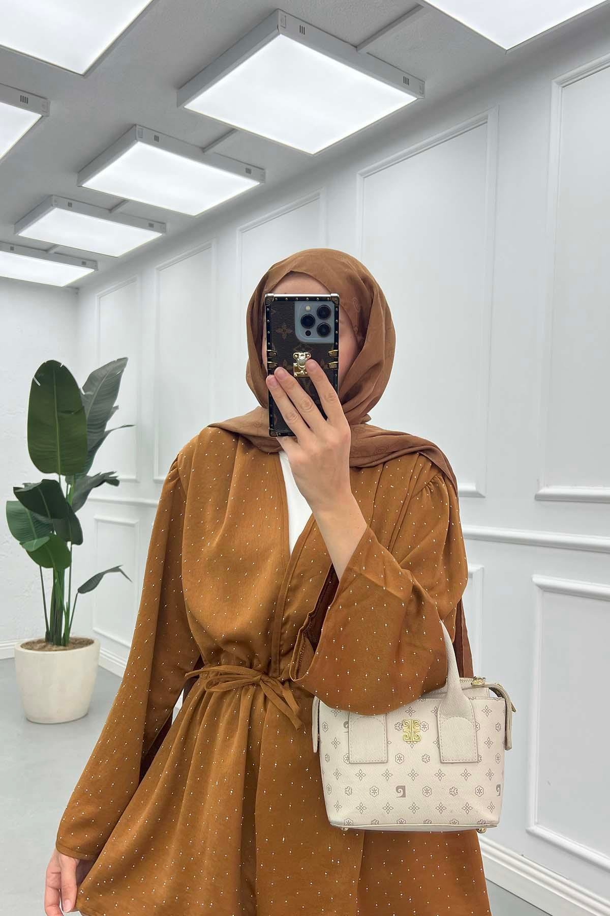 Taşlı Kimono Takım Taba