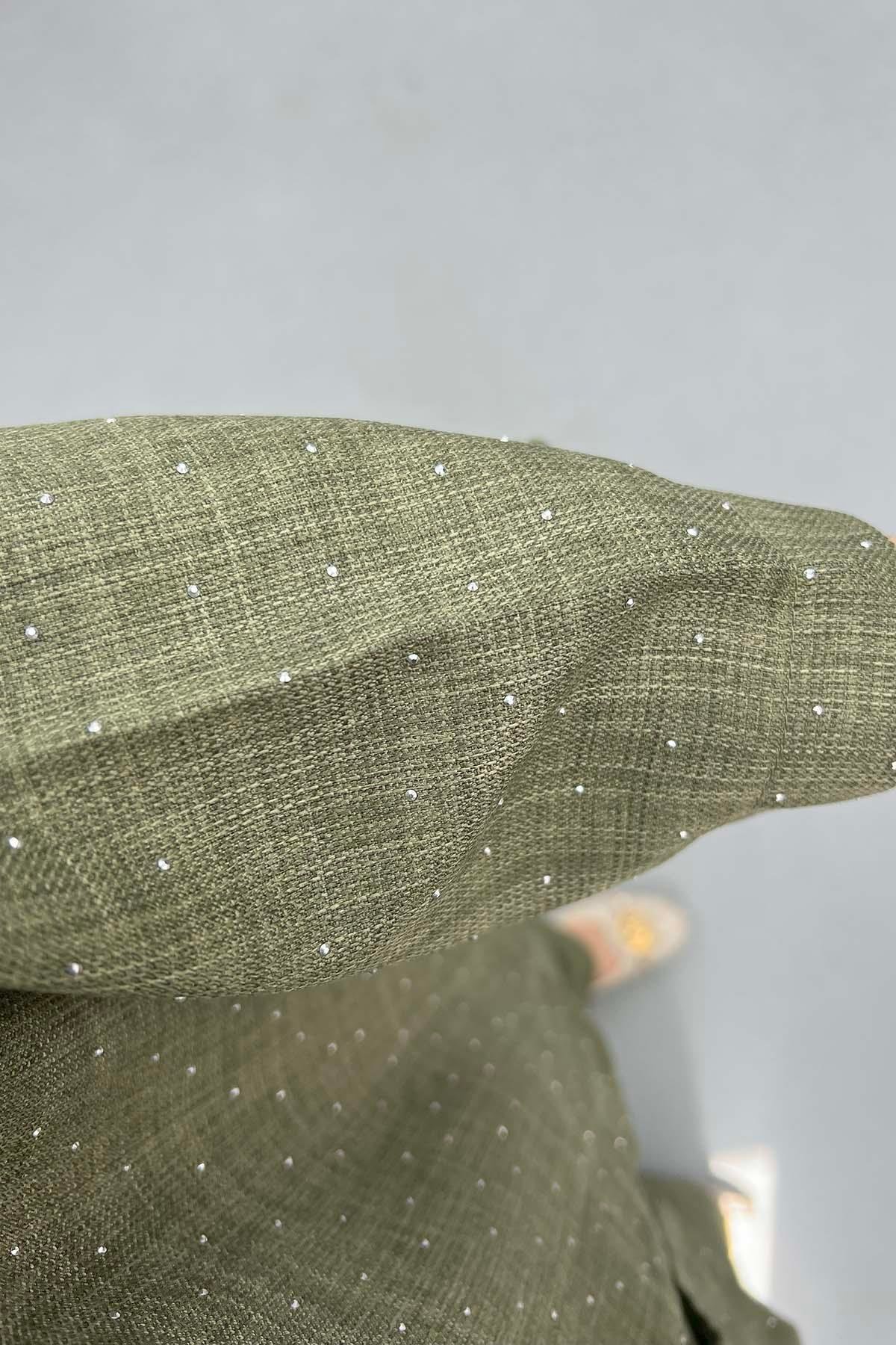 Taşlı Kimono Takım Yeşil