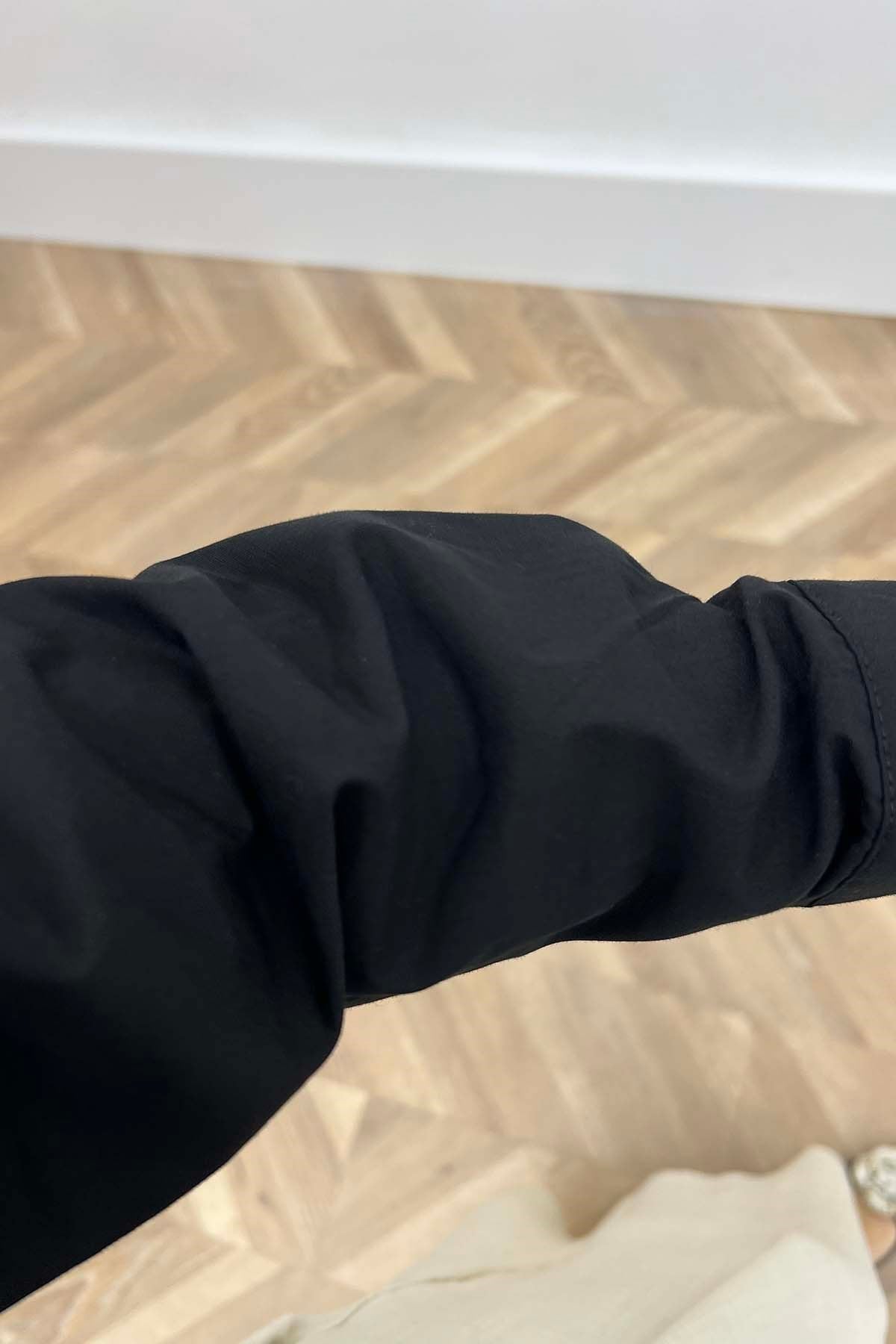 Tek Cepli Dantel Detaylı kısa Gömlek Siyah