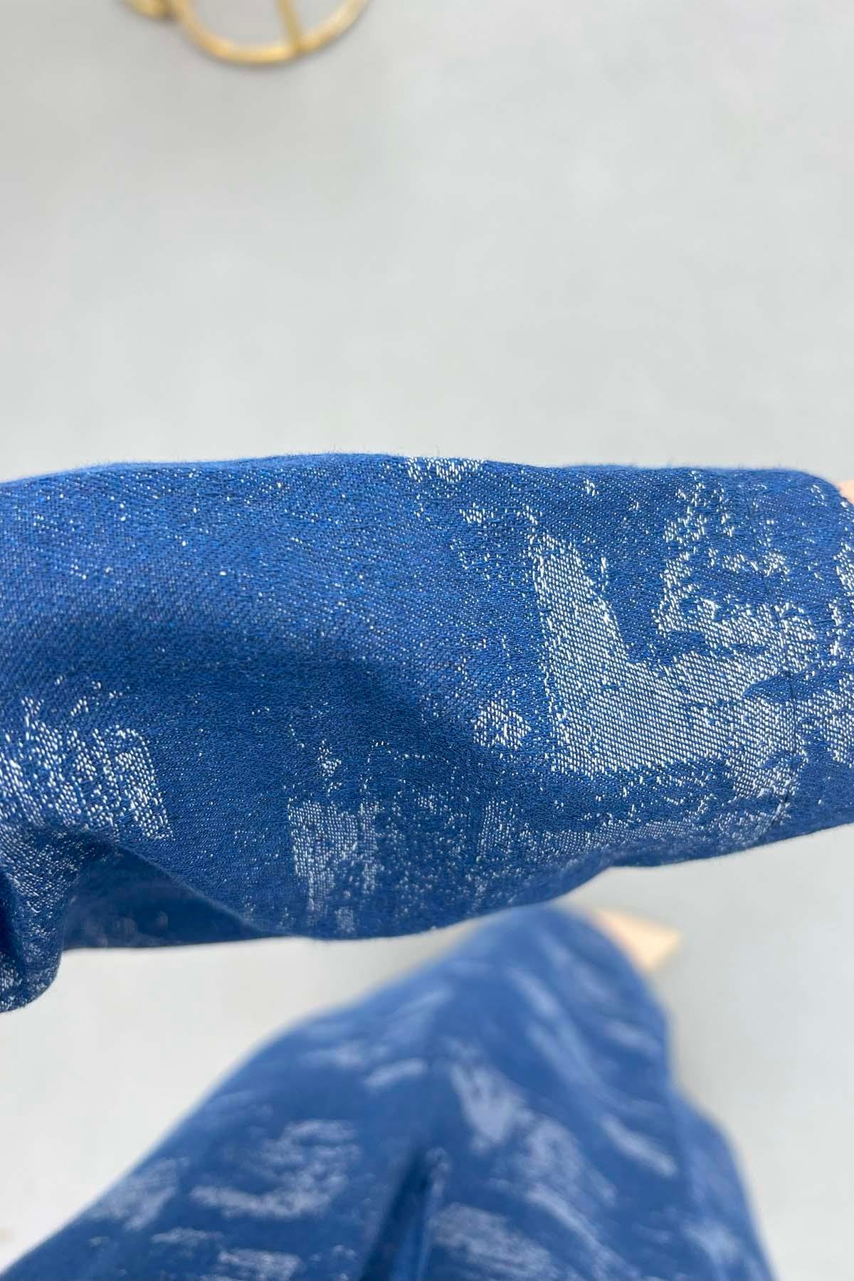 Texture Desen Denim Elbise Mavi