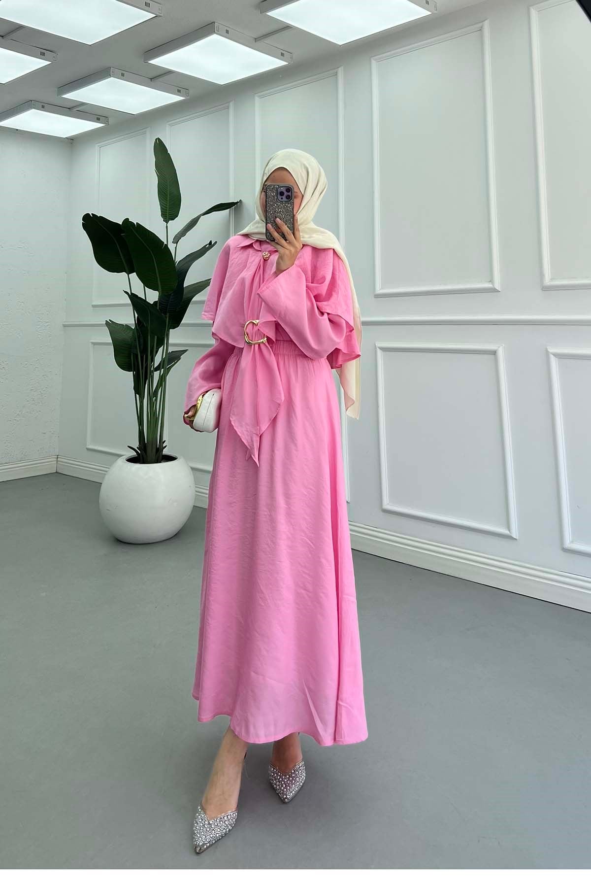 Tokalı Pelerinli Asalet Takım Pembe