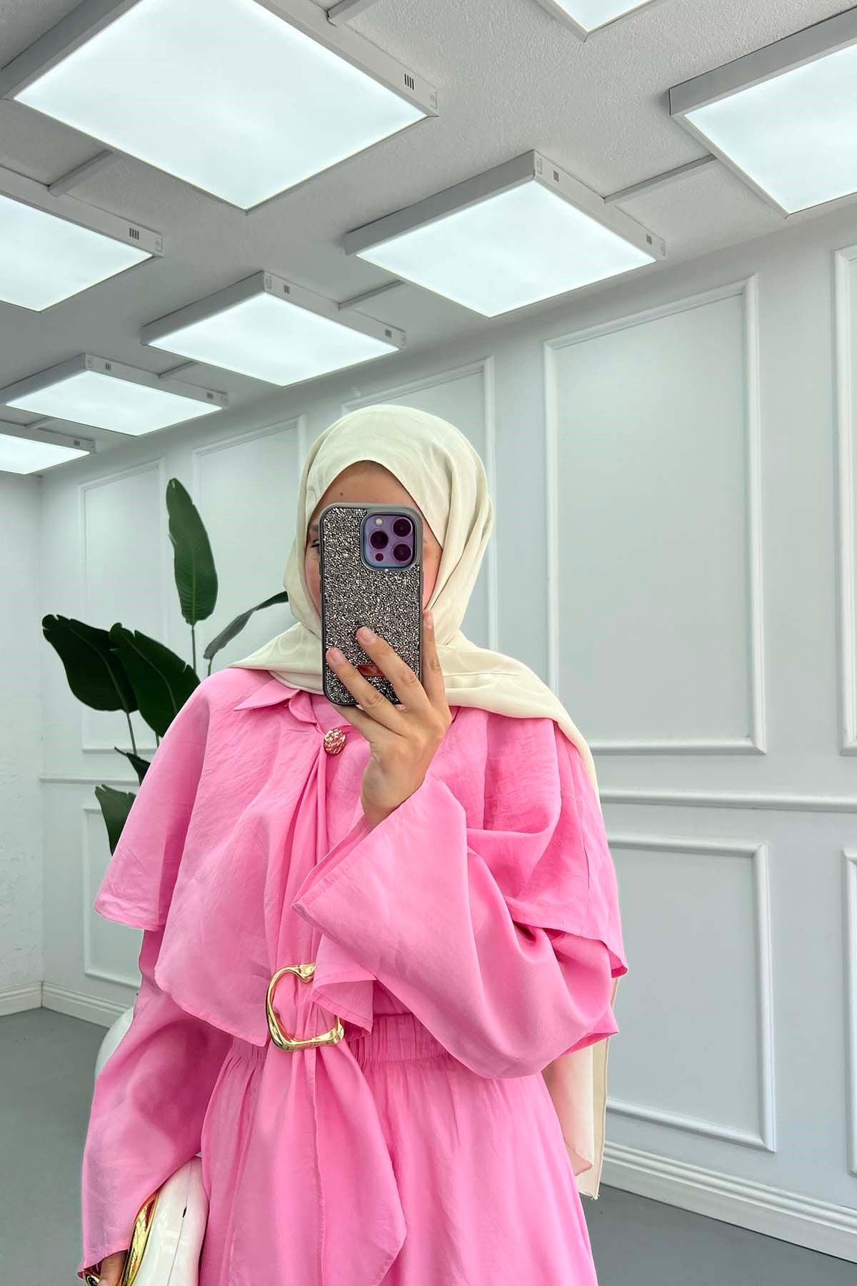 Tokalı Pelerinli Asalet Takım Pembe