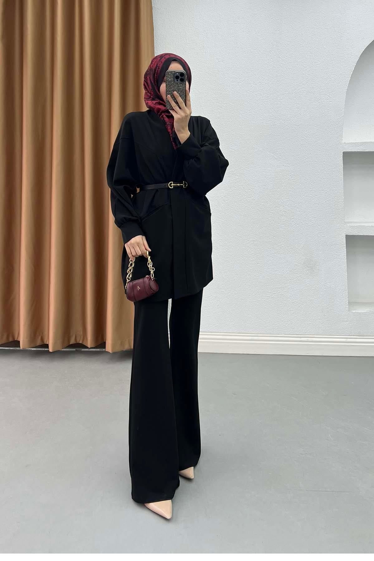 Torba Cepli Yarasa Kol Kimono Siyah