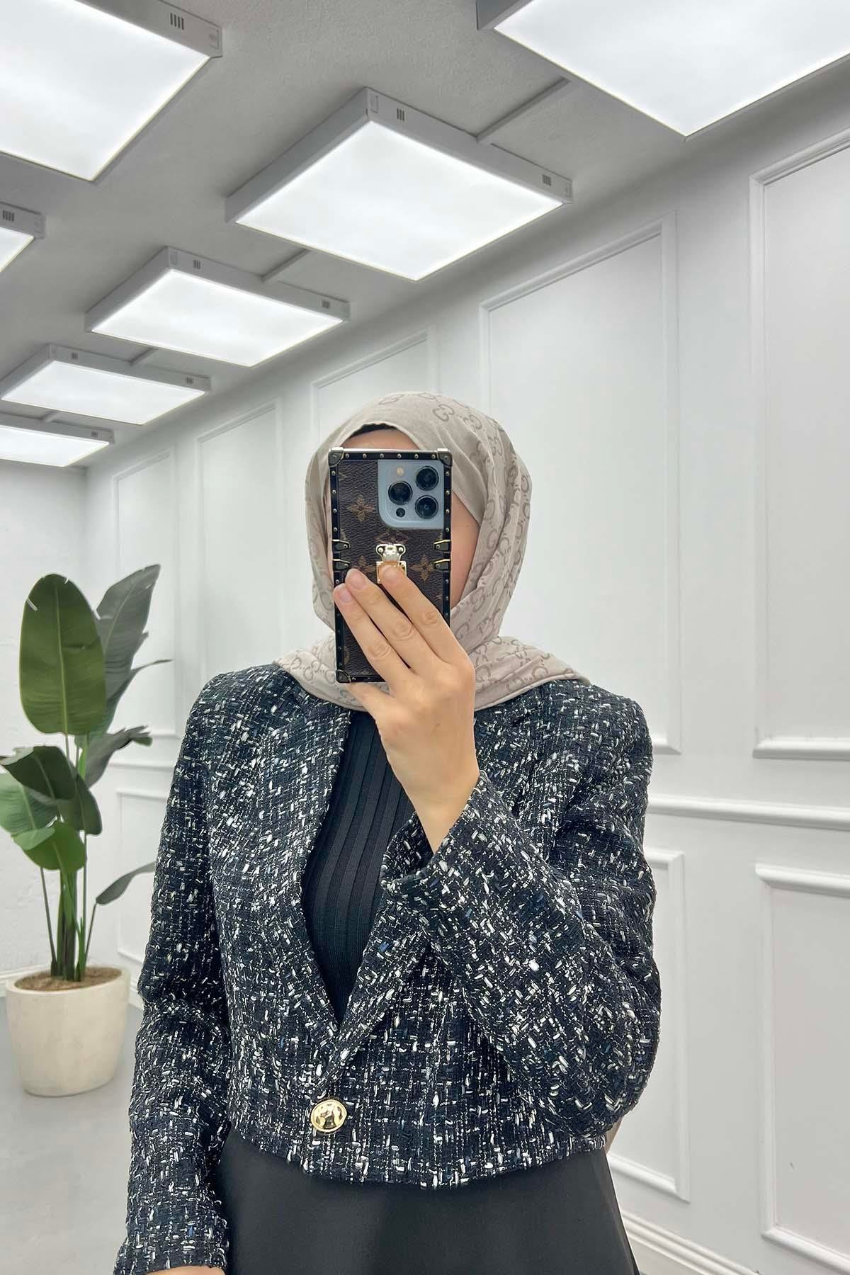 Tüvit Astarlı Crop Ceket Beyaz