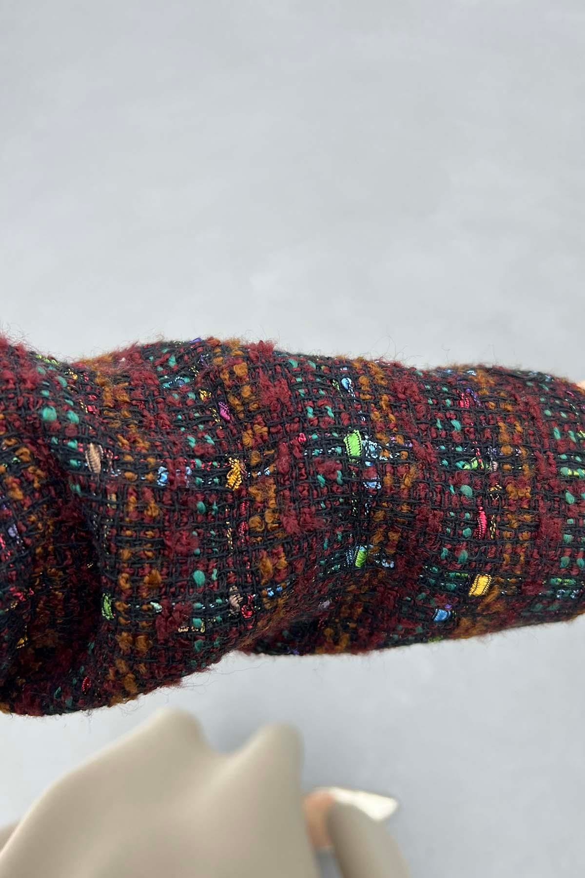 Tuvit Astarlı Crop Ceket Bordo