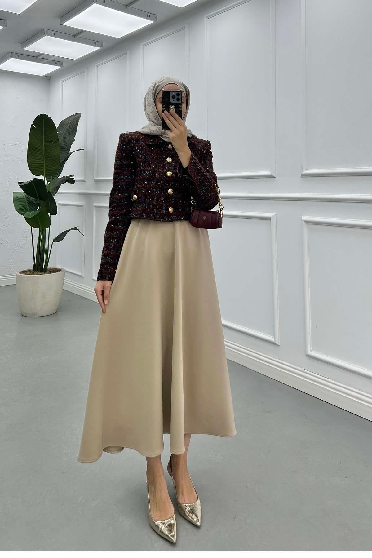 Tuvit Astarlı Crop Ceket Bordo