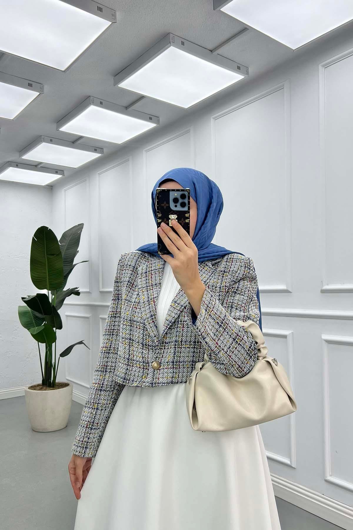 Tüvit Astarlı Crop Ceket Çok Renkli