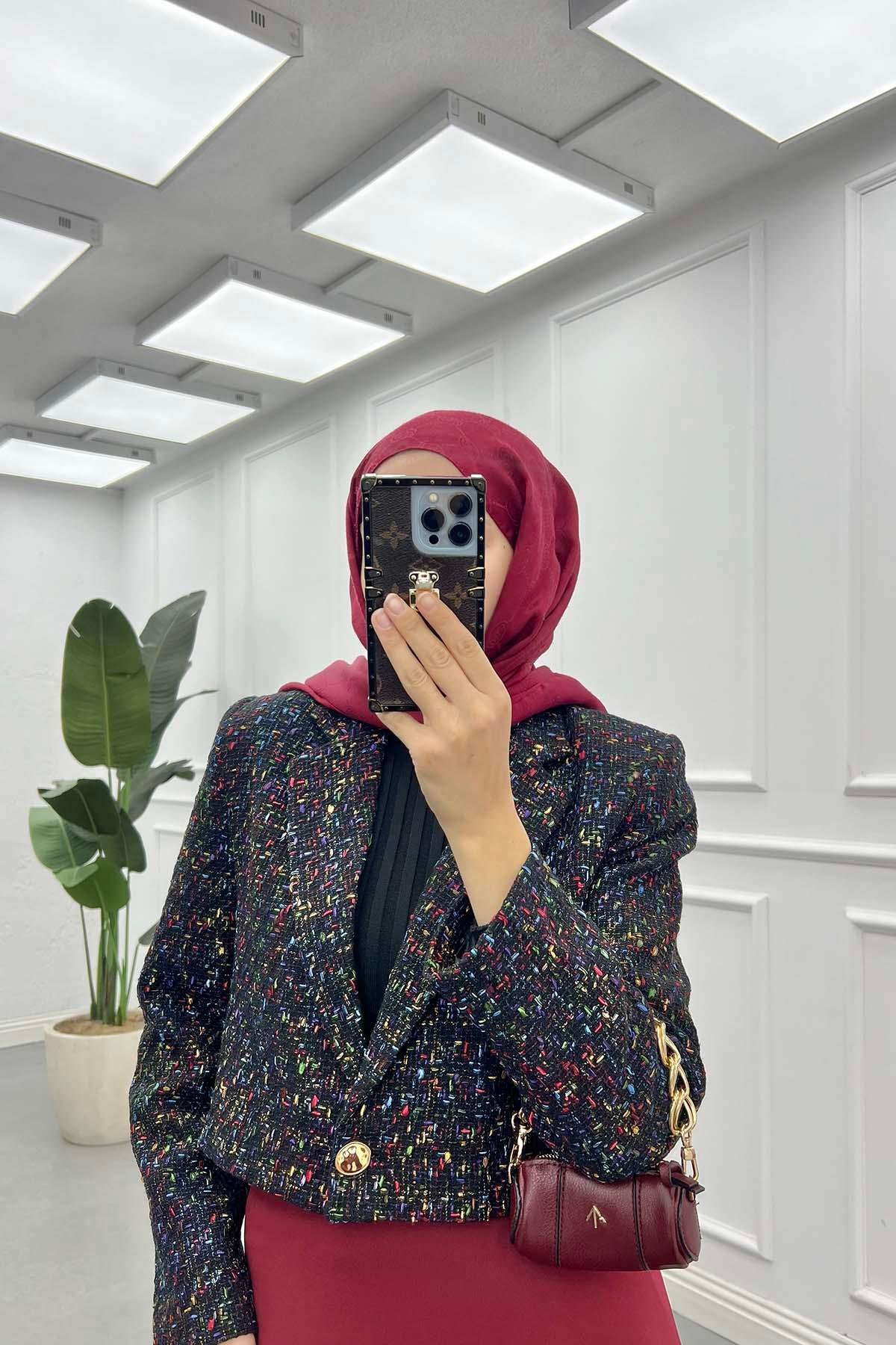 Tüvit Astarlı Crop Ceket Kırmızı