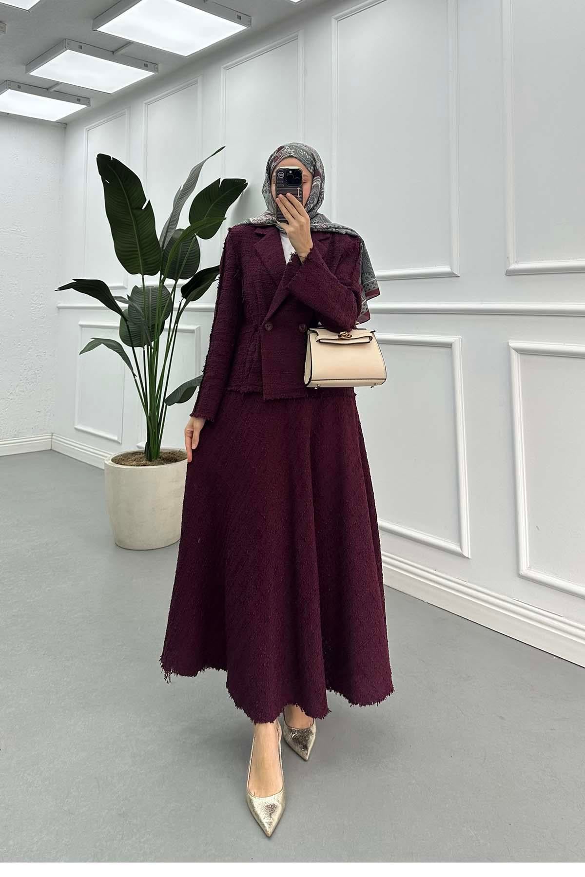 Tüvit Ceket Takım Bordo