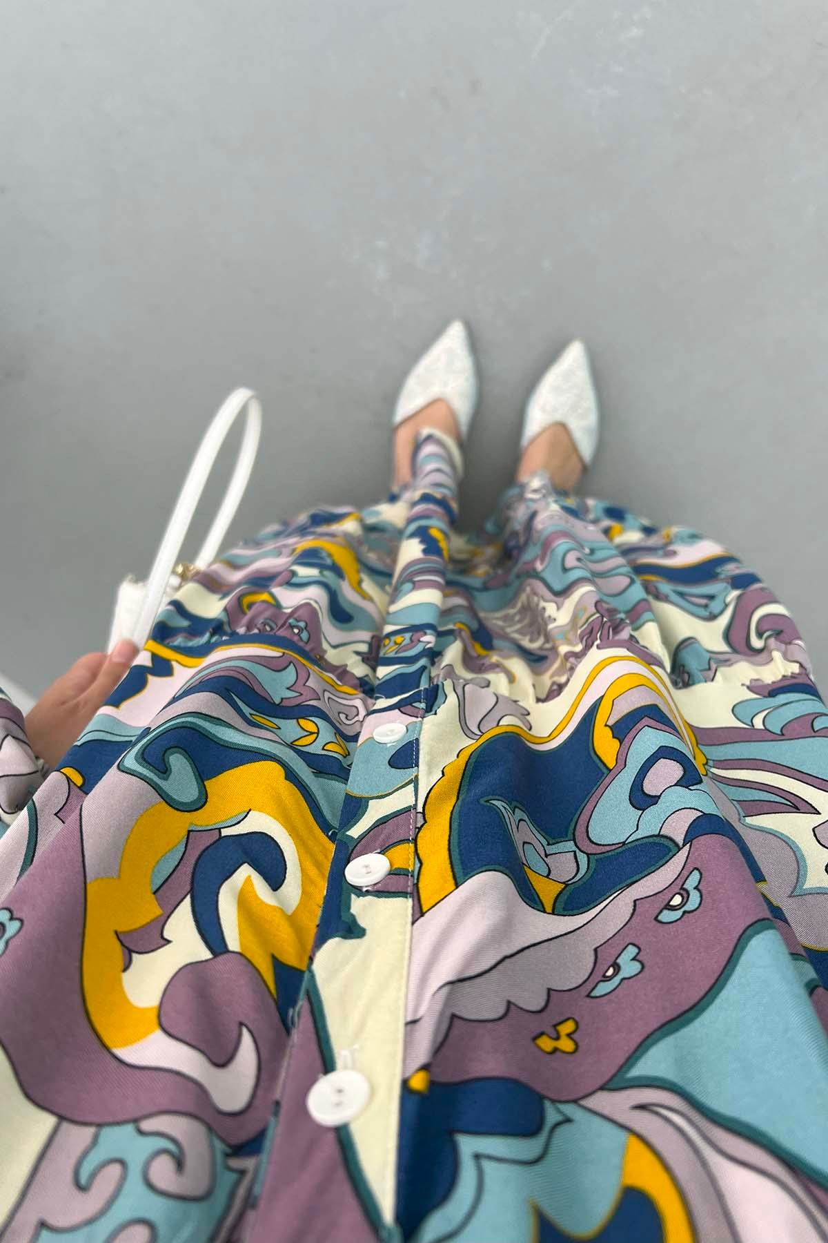 Twist Viskon Elbise Çok Renkli