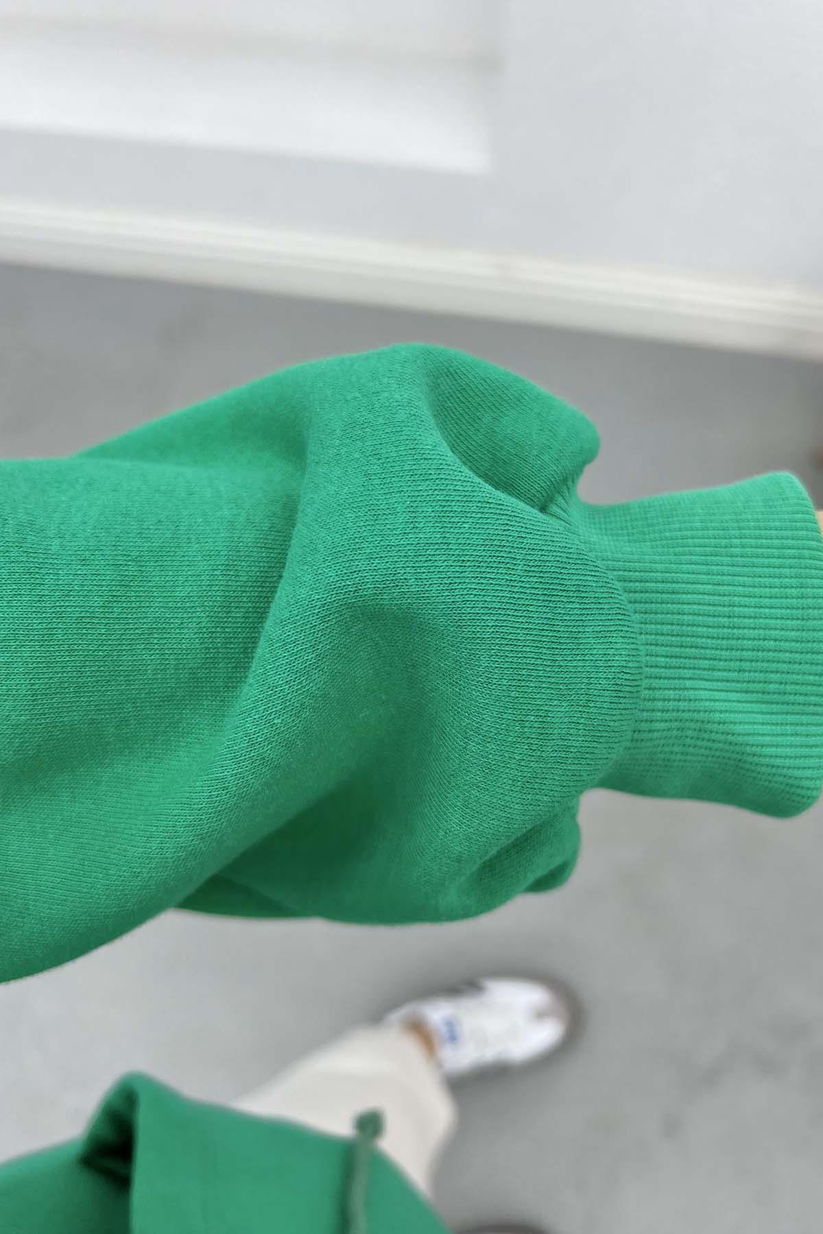 Üç İplik Kapüşonlu Sweatshirt Benetton Yeşil