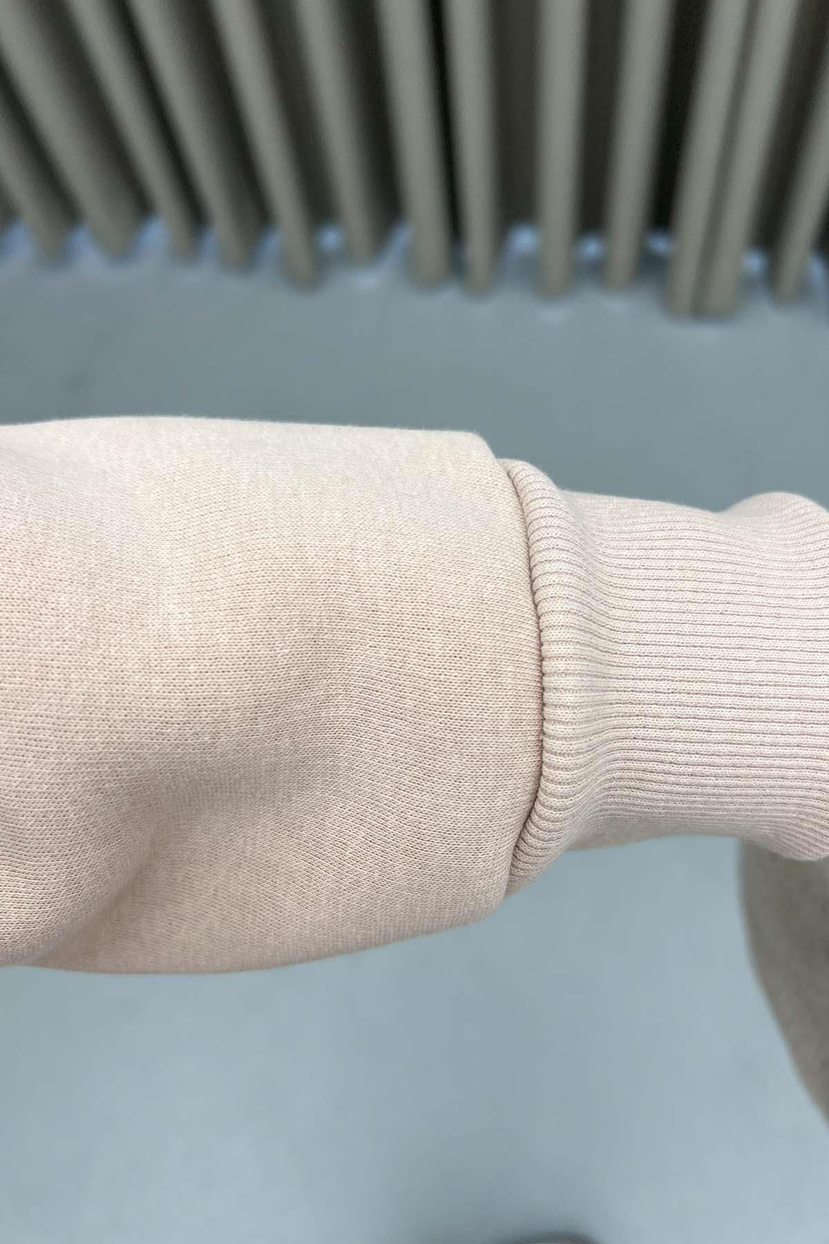 Üç İplik Okul Sweatshirt Bej
